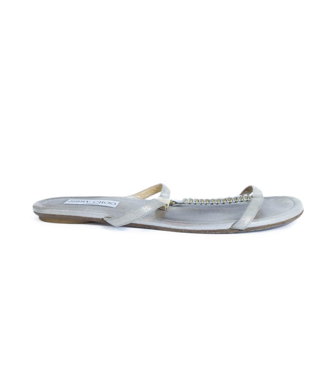 JIMMY CHOO Золотые кожаные шлепанцы, фото 8