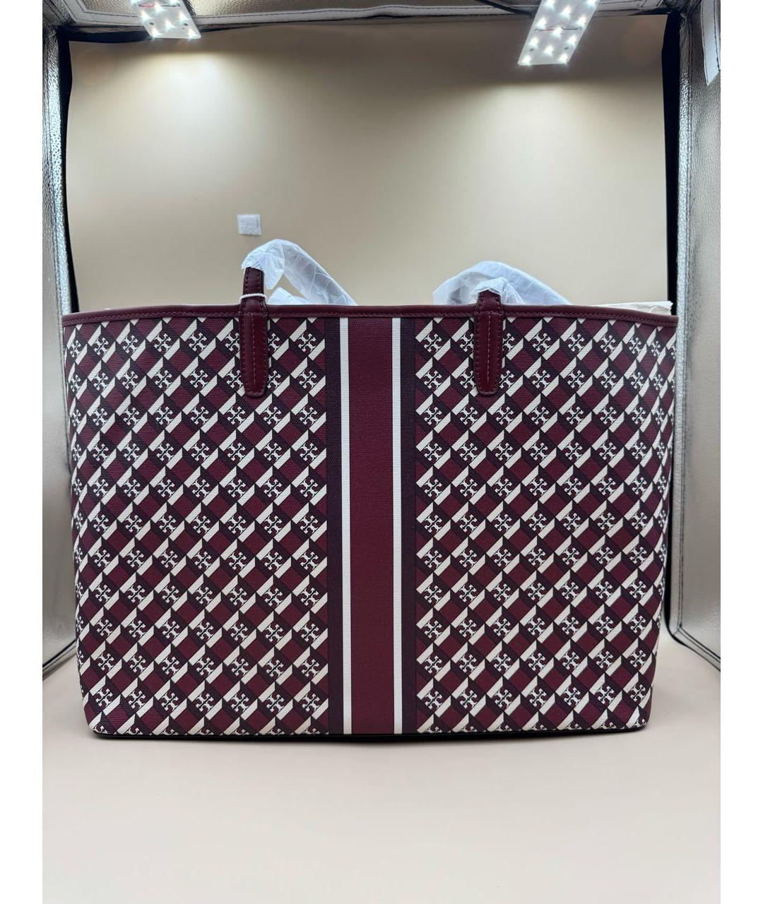 TORY BURCH Бордовая канва сумка тоут, фото 2