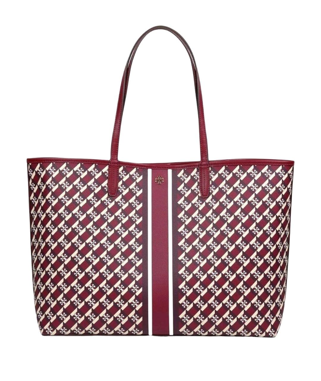 TORY BURCH Бордовая канва сумка тоут, фото 1