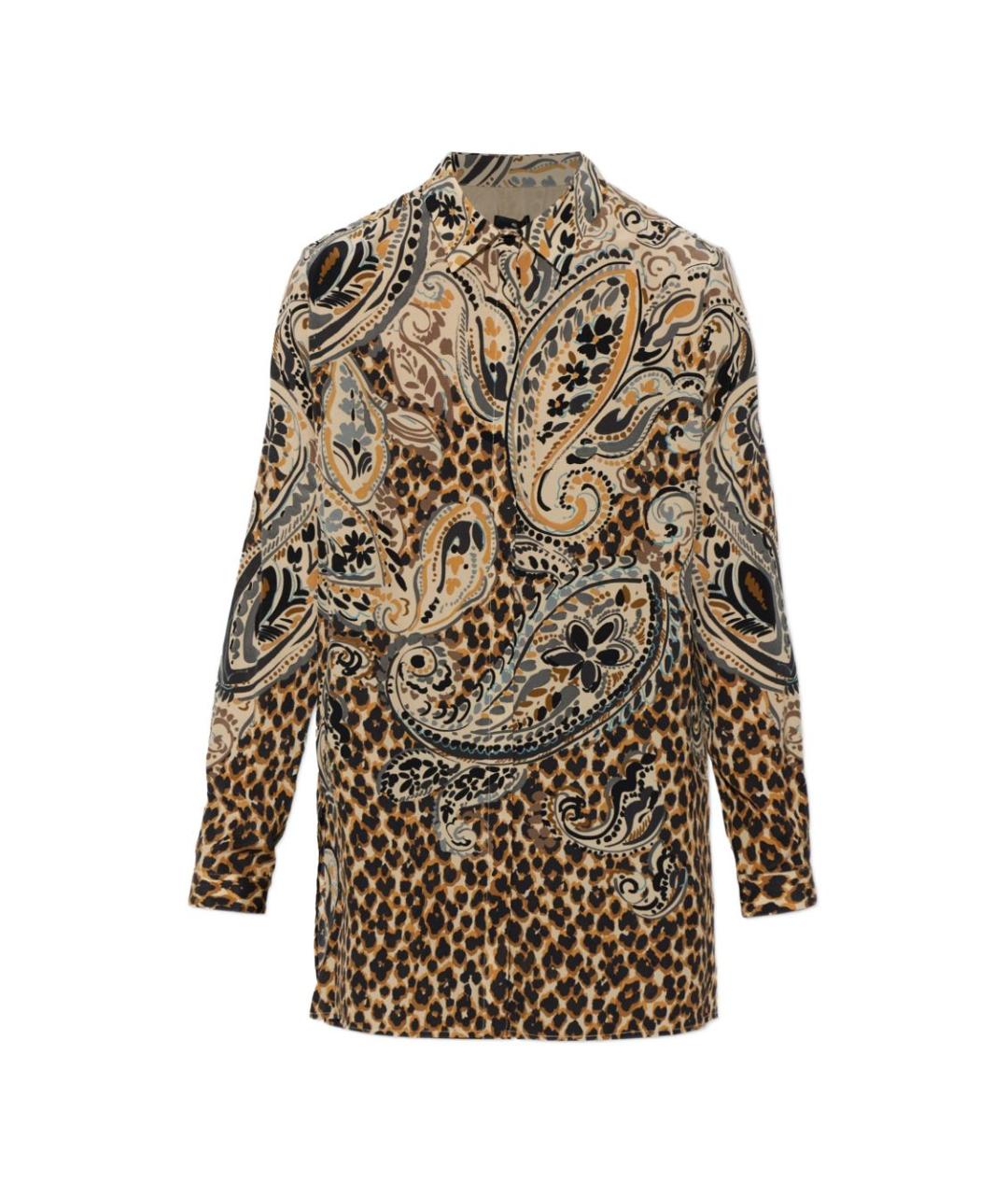 ETRO Коричневая шелковая рубашка, фото 1