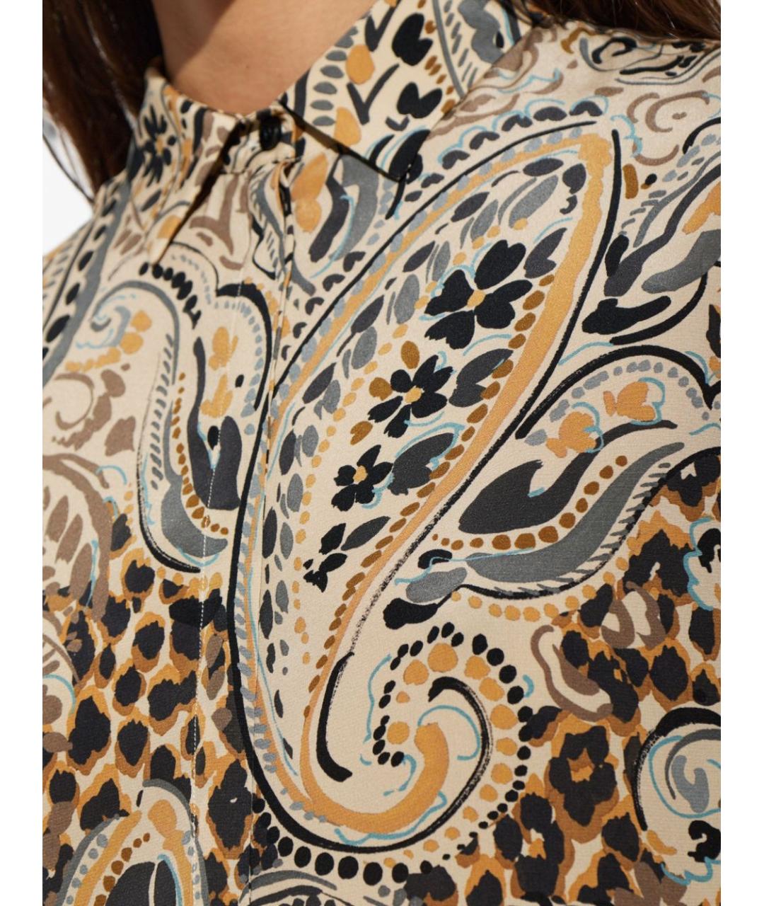 ETRO Коричневая шелковая рубашка, фото 3