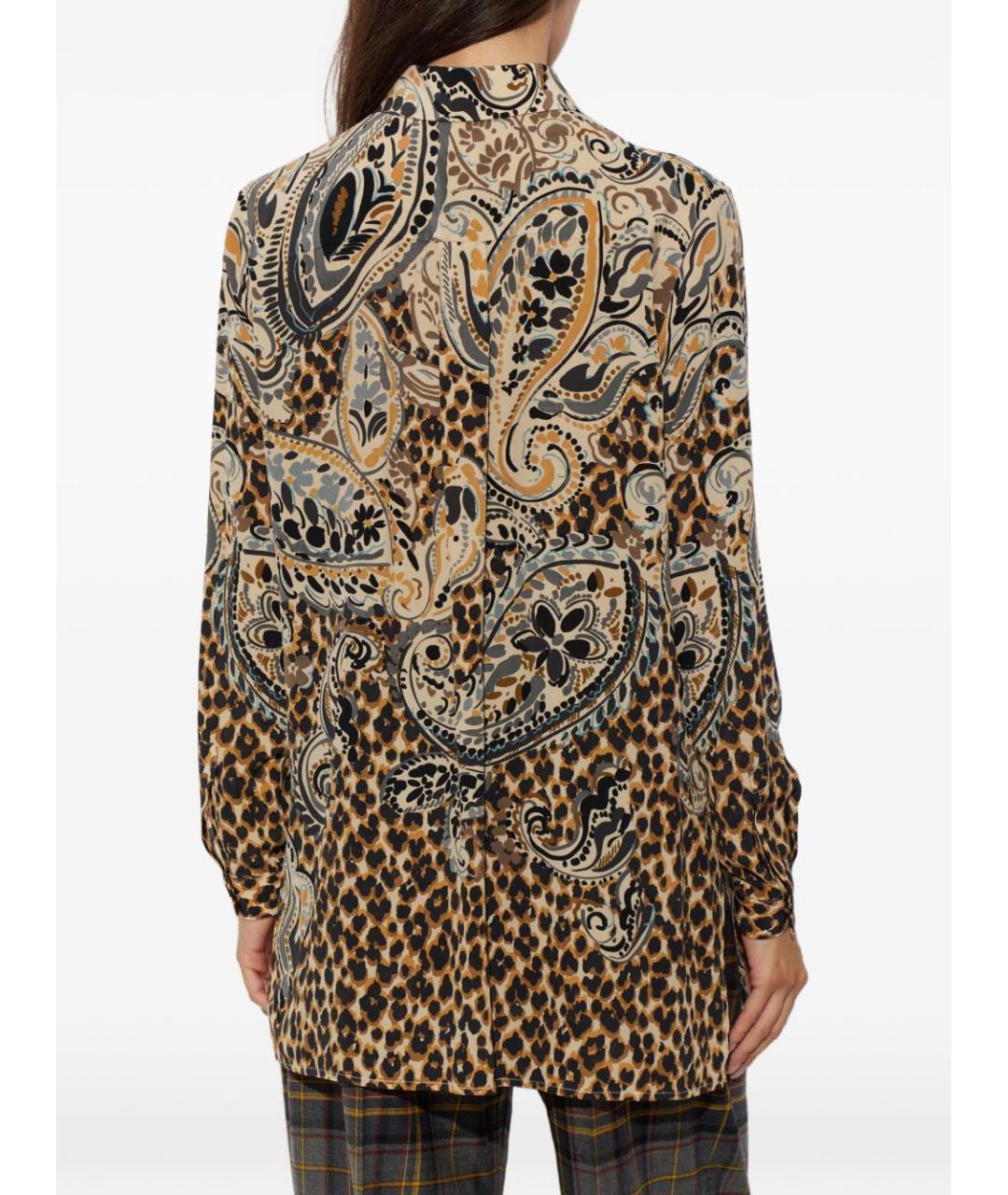 ETRO Коричневая шелковая рубашка, фото 2