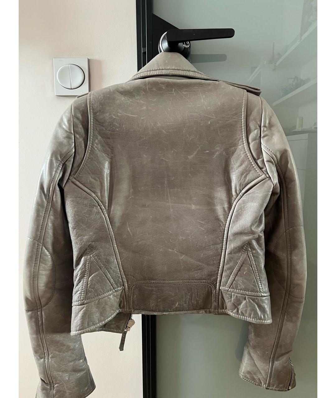 BALENCIAGA Серая кожаная куртка, фото 3