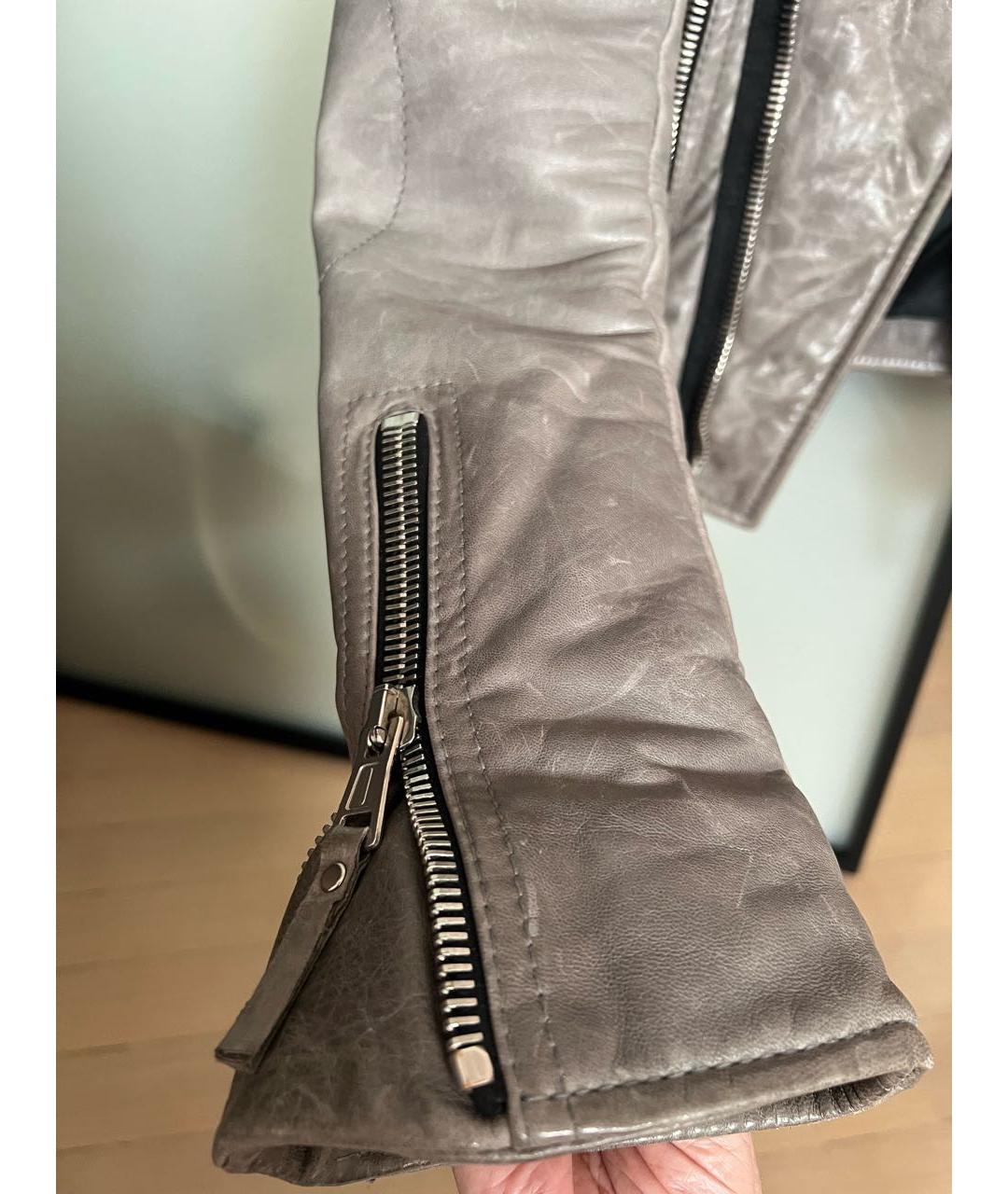 BALENCIAGA Серая кожаная куртка, фото 4