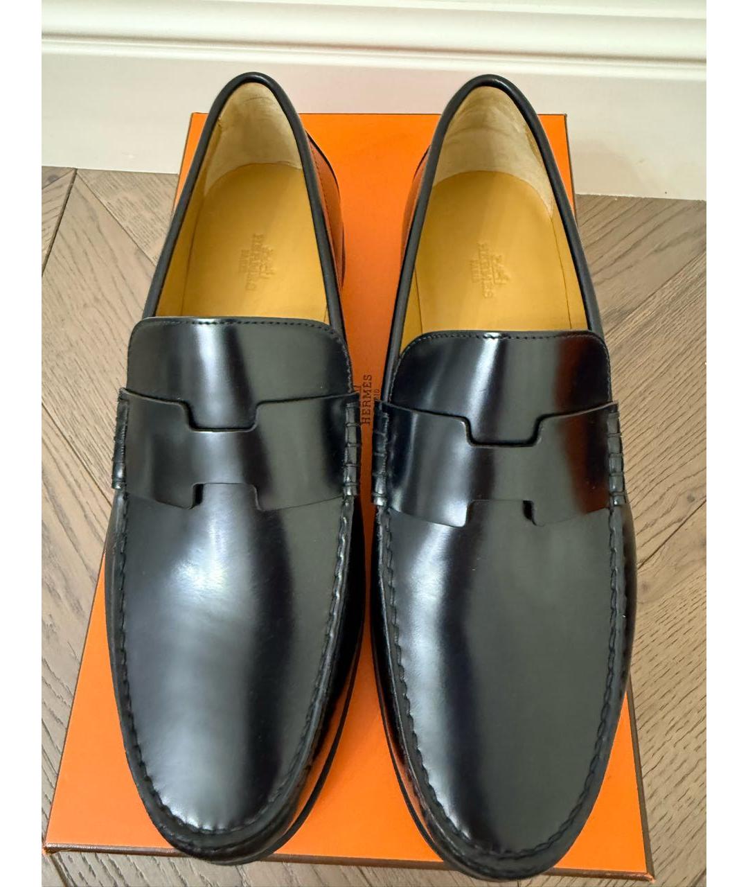 HERMES Черные кожаные лоферы, фото 6