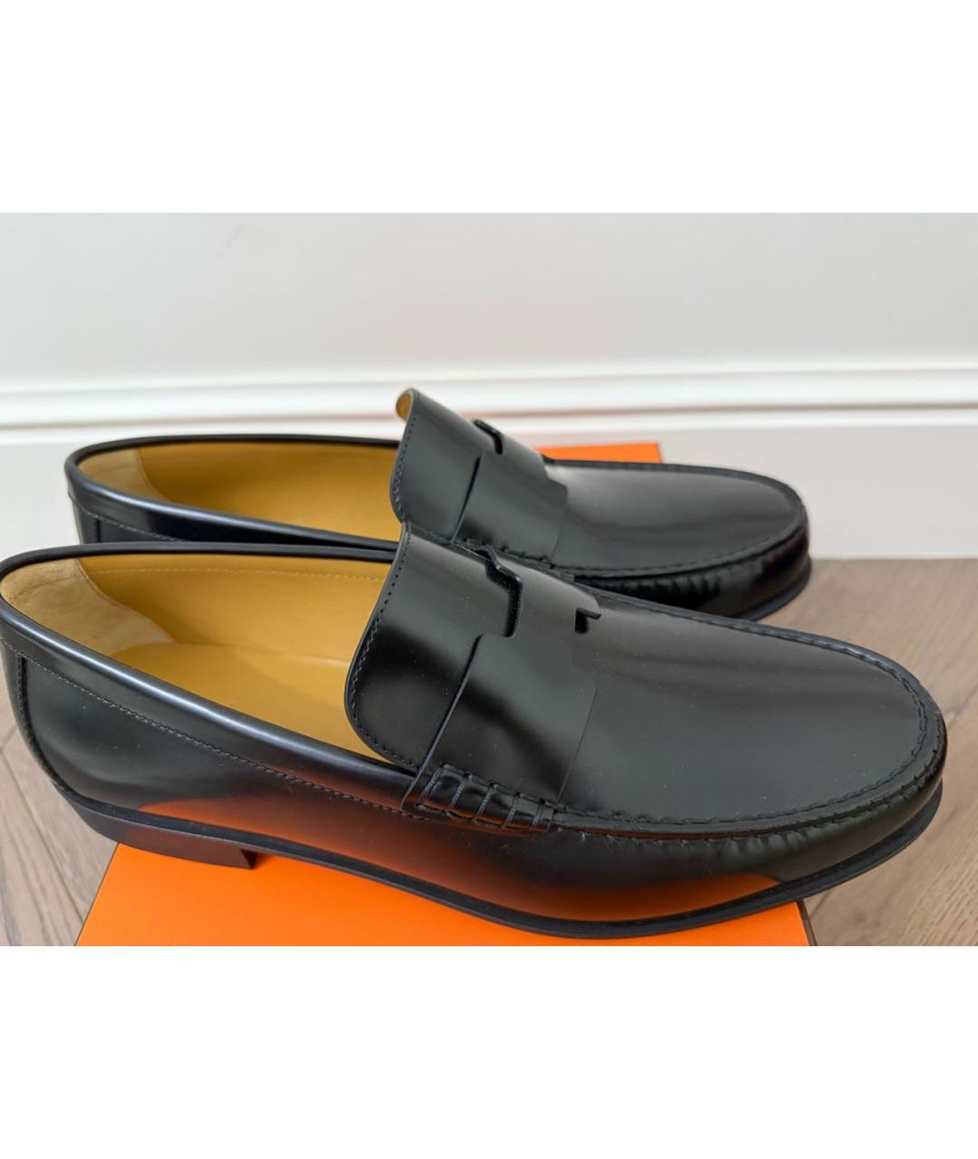 HERMES Черные кожаные лоферы, фото 7