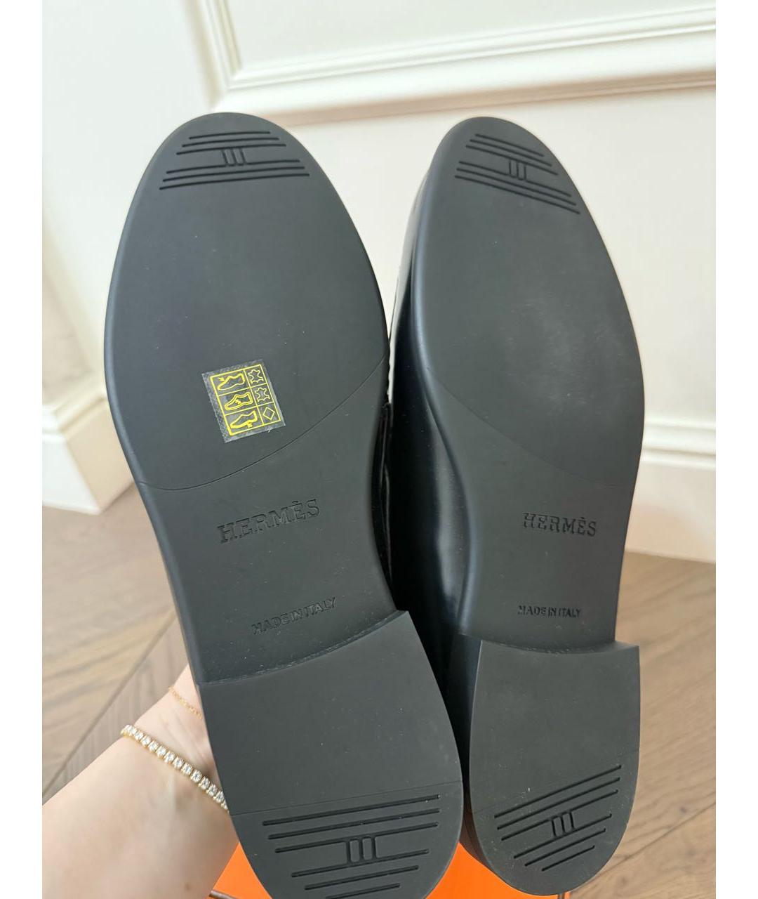 HERMES Черные кожаные лоферы, фото 8