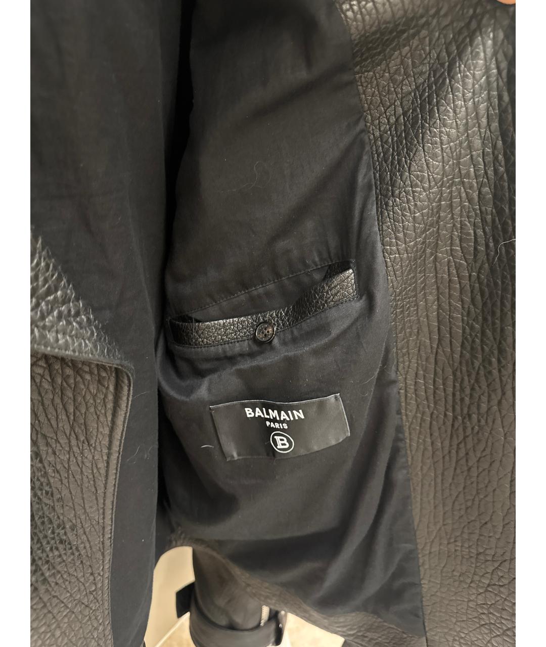 BALMAIN Черная кожаная куртка, фото 2