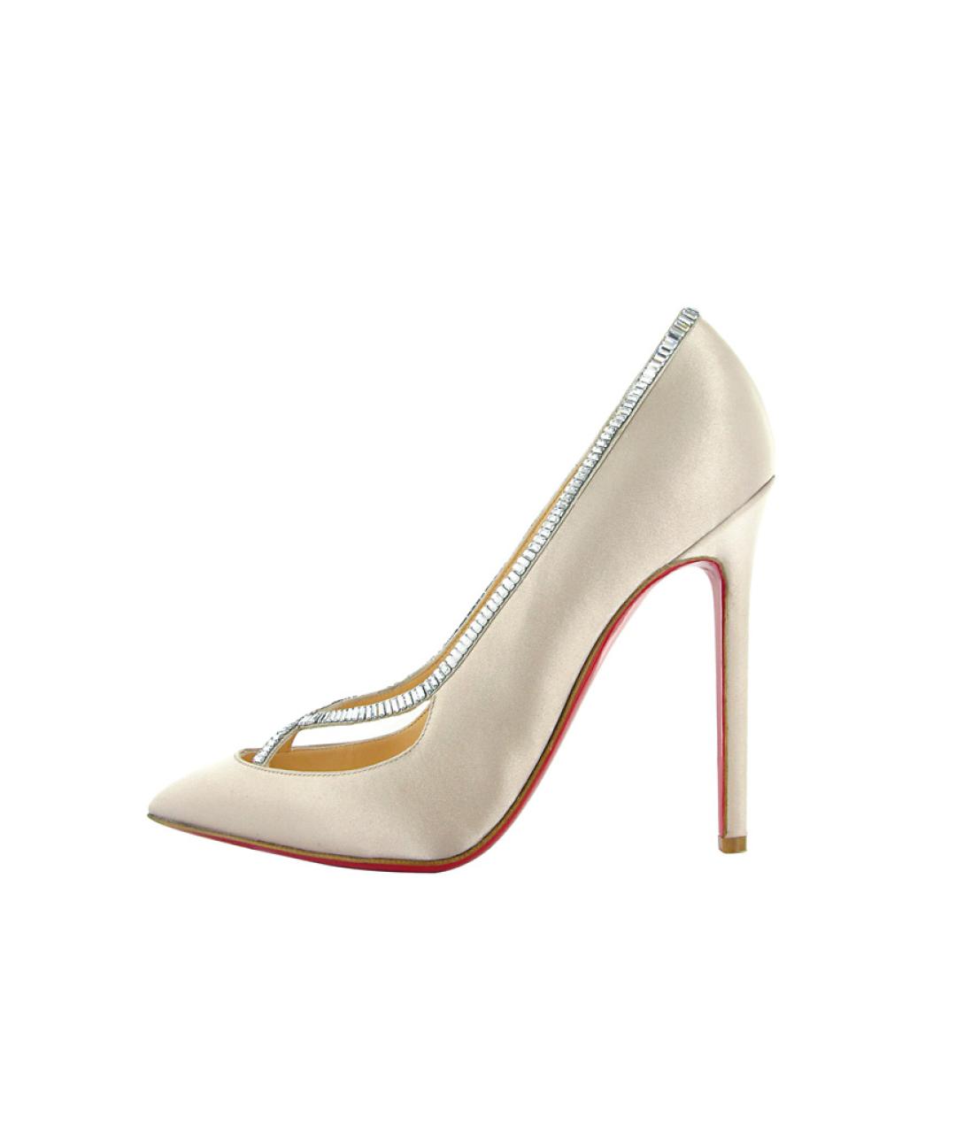 CHRISTIAN LOUBOUTIN Бежевые текстильные туфли, фото 10