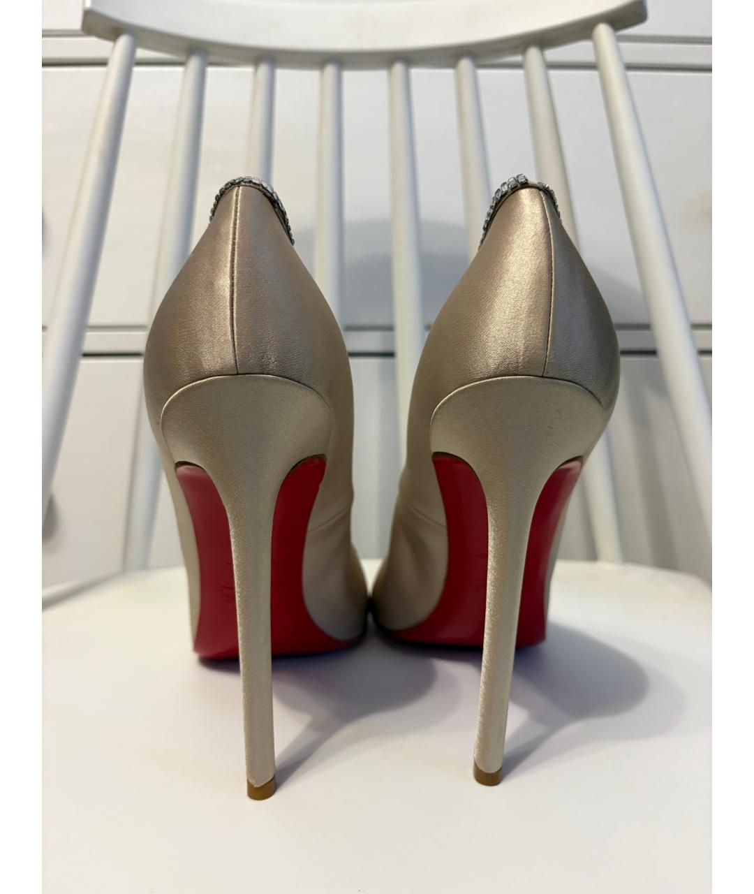 CHRISTIAN LOUBOUTIN Бежевые текстильные туфли, фото 7