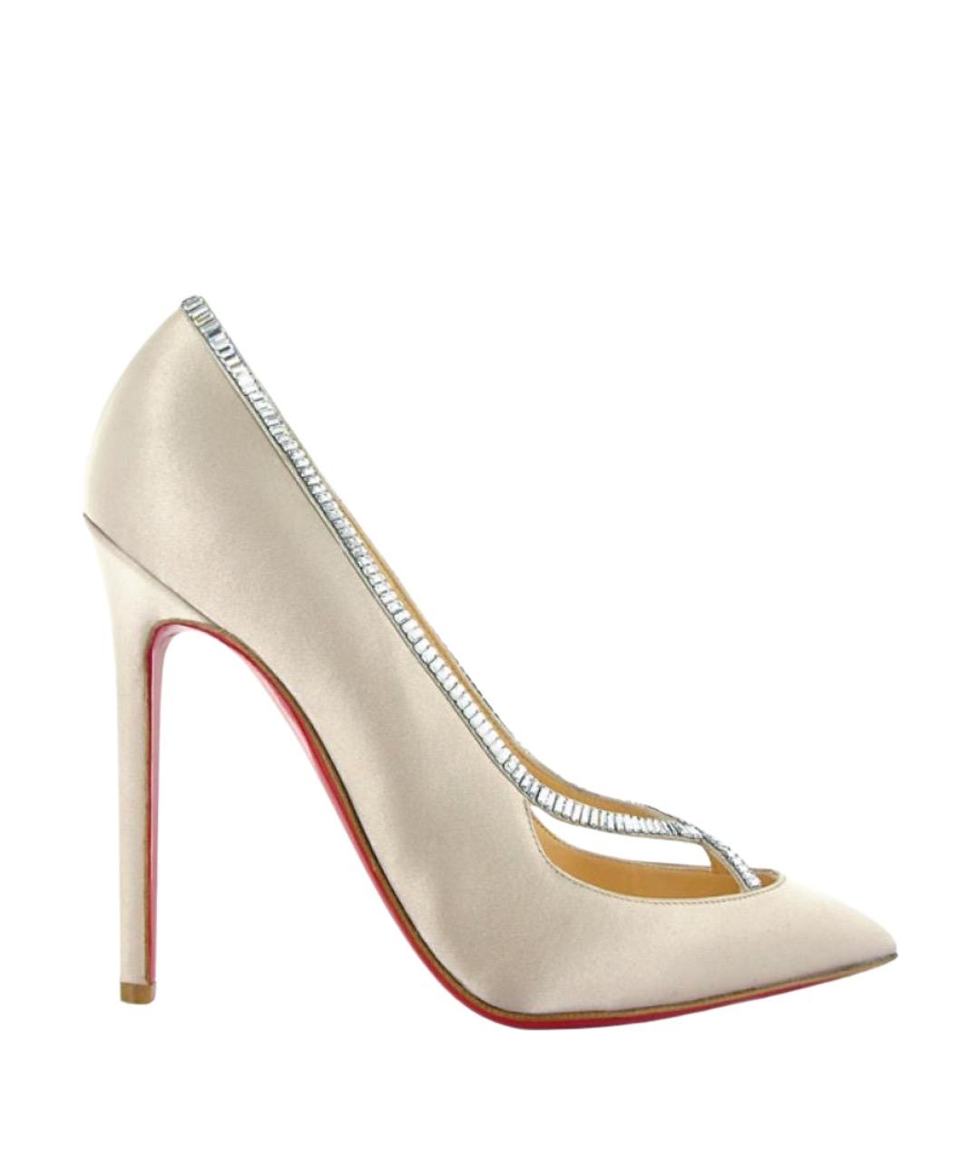 CHRISTIAN LOUBOUTIN Бежевые текстильные туфли, фото 1