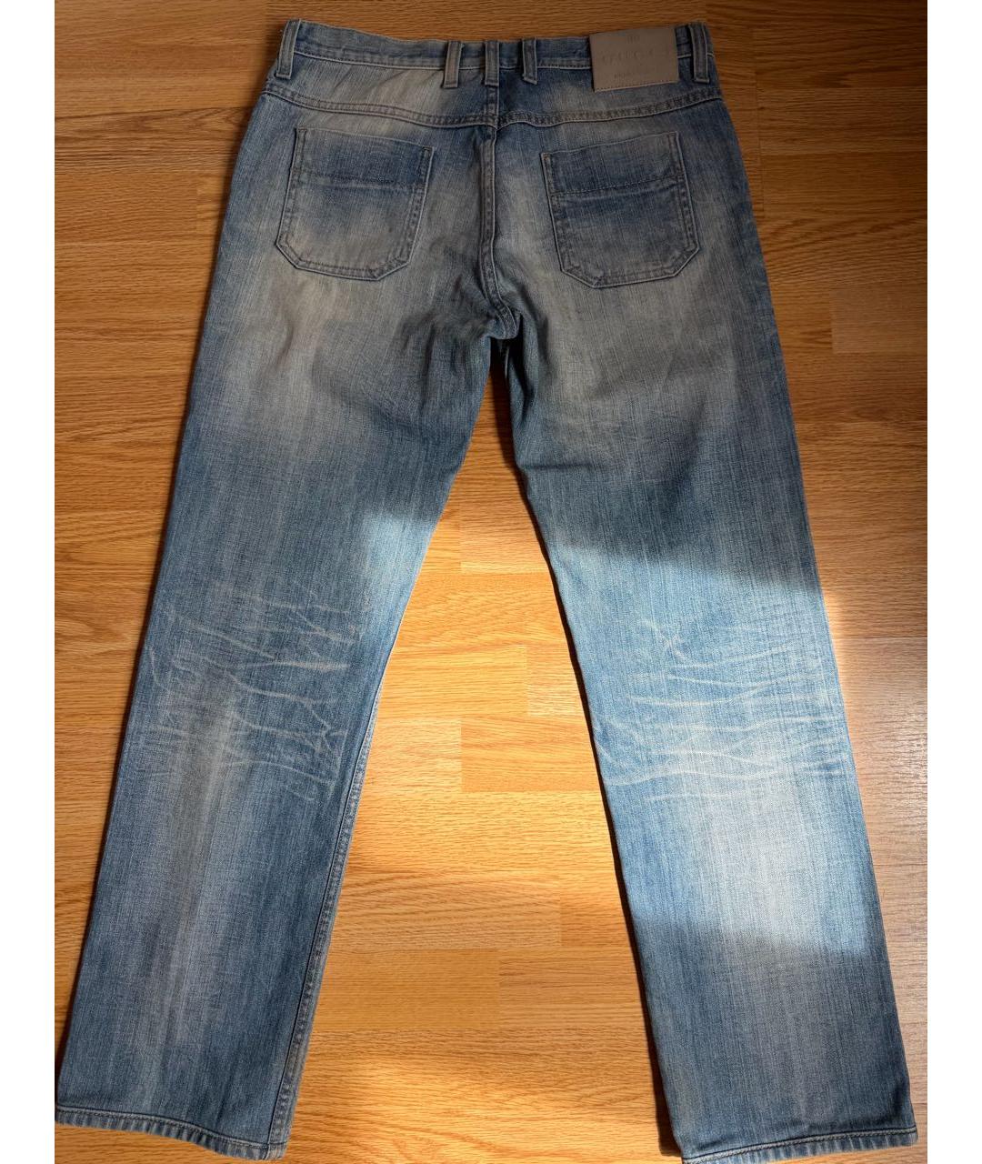 GUCCI Голубые хлопковые прямые джинсы, фото 3