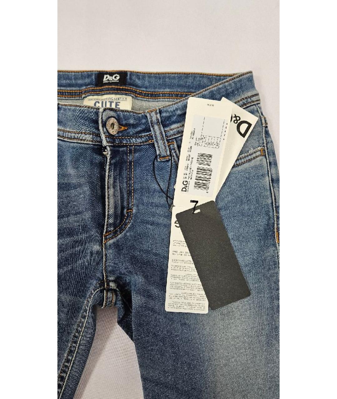 DOLCE&GABBANA Синие хлопковые прямые джинсы, фото 5
