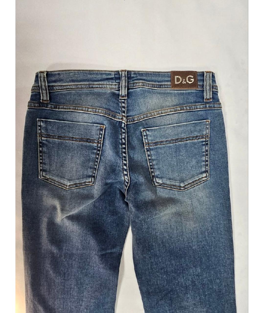 DOLCE&GABBANA Синие хлопковые прямые джинсы, фото 4