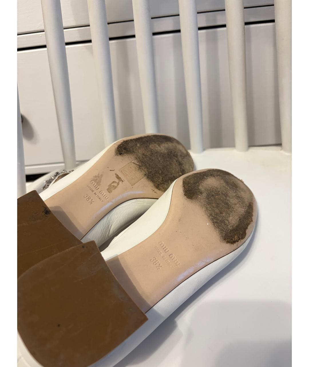 MIU MIU Белые кожаные туфли, фото 7