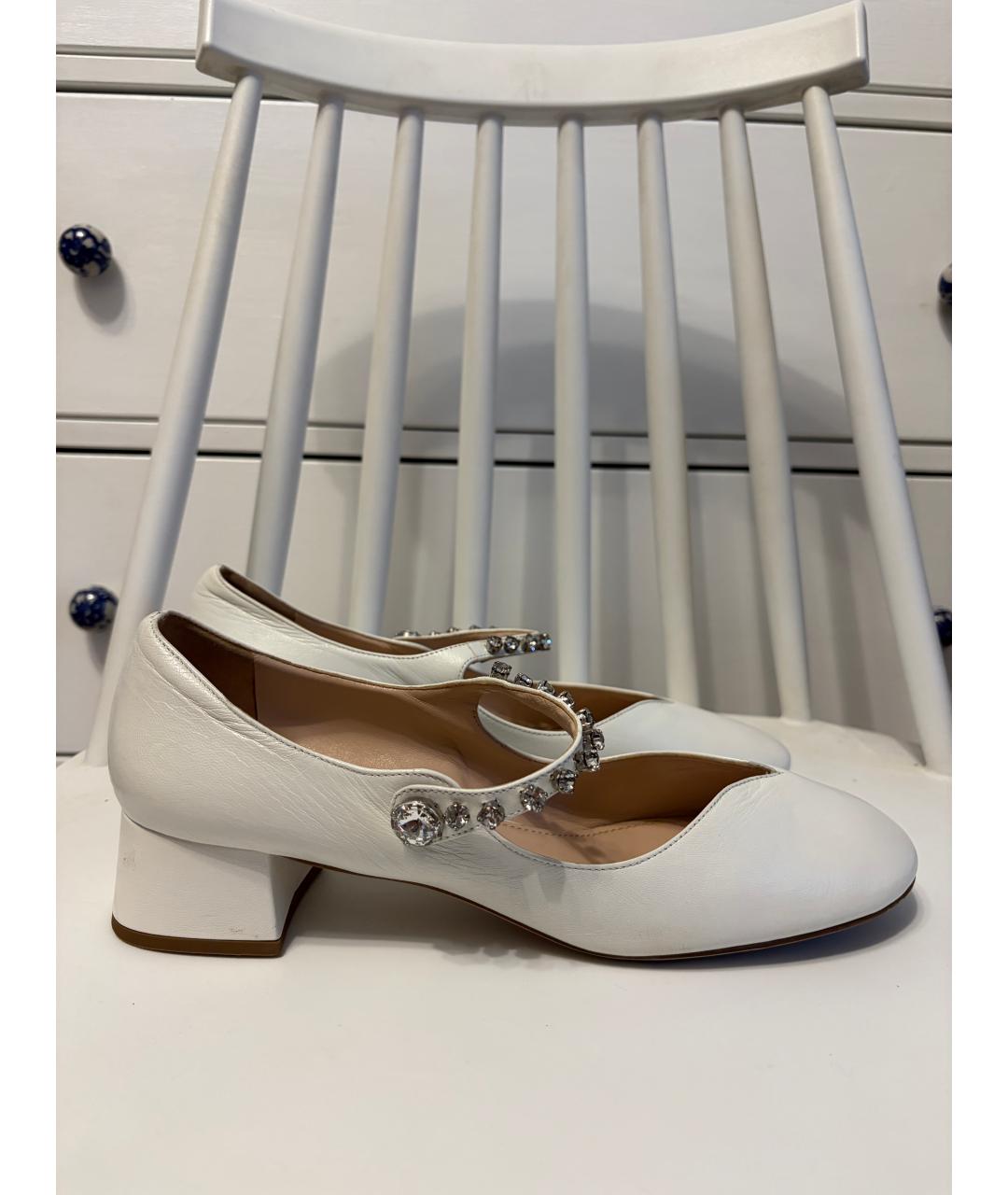 MIU MIU Белые кожаные туфли, фото 8