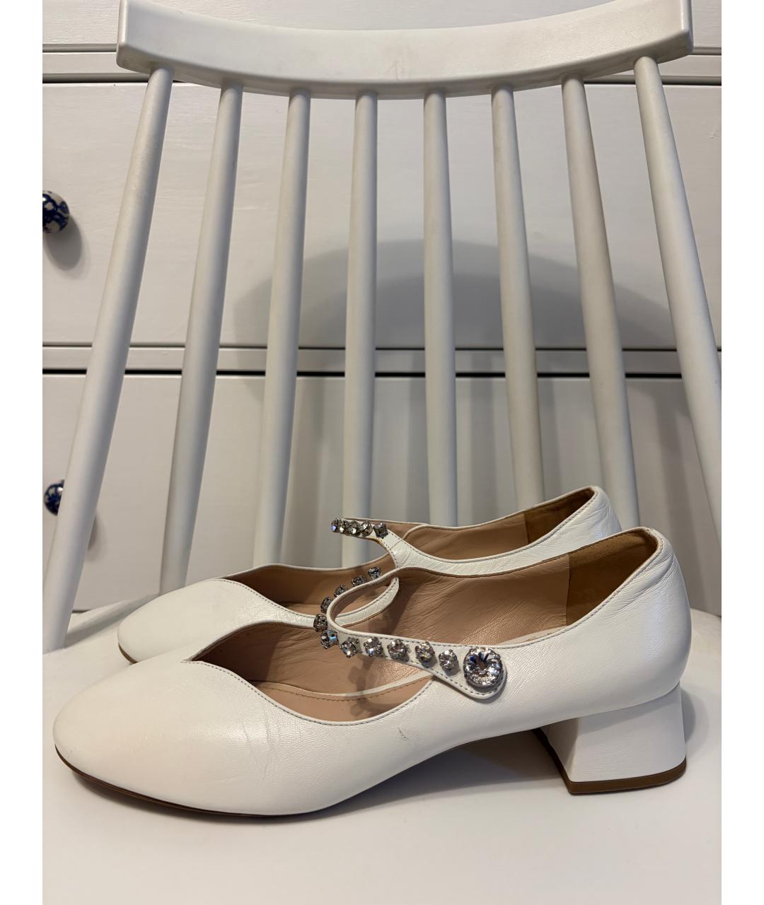MIU MIU Белые кожаные туфли, фото 5