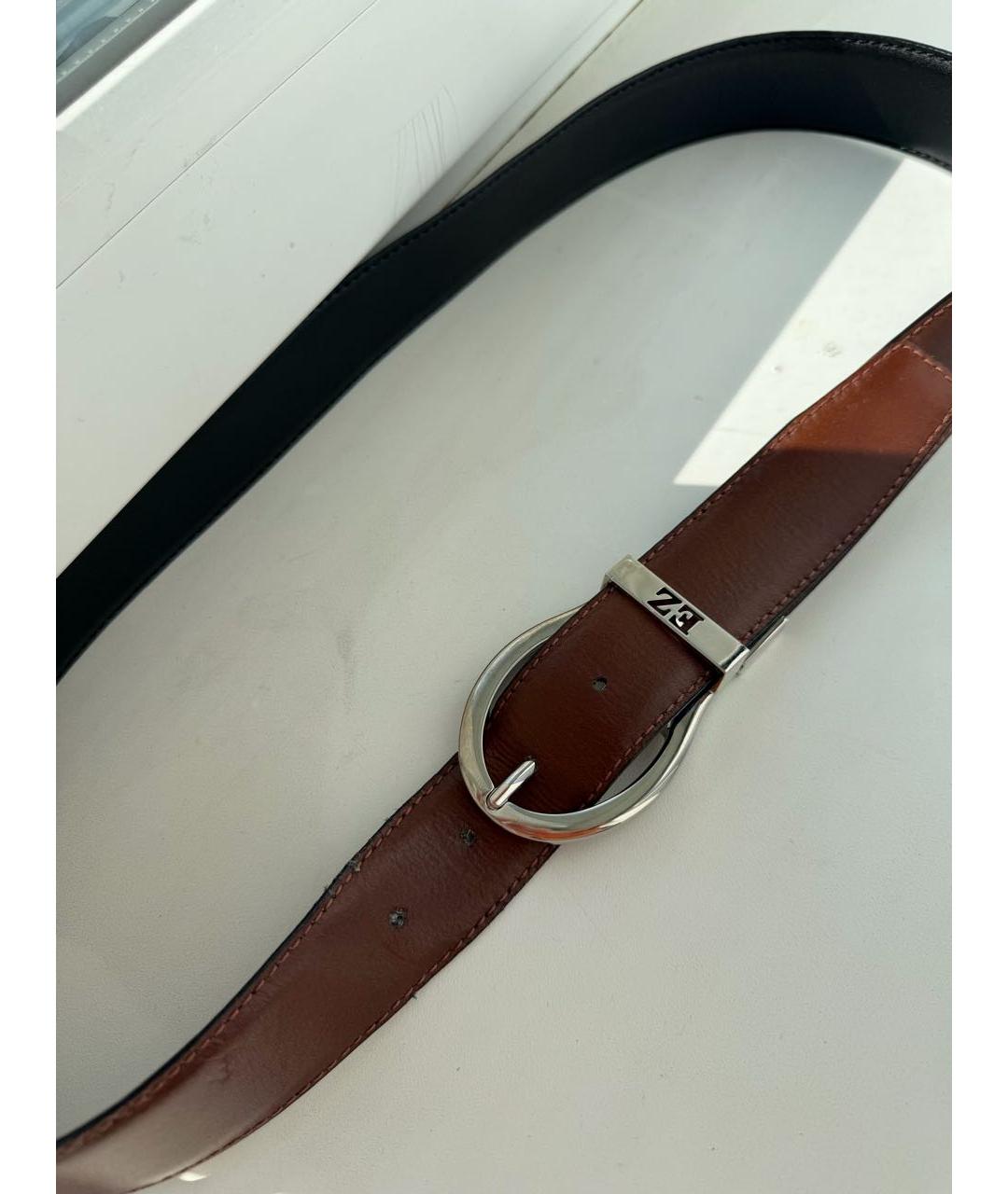 ERMENEGILDO ZEGNA XXX Коричневый кожаный ремень, фото 4