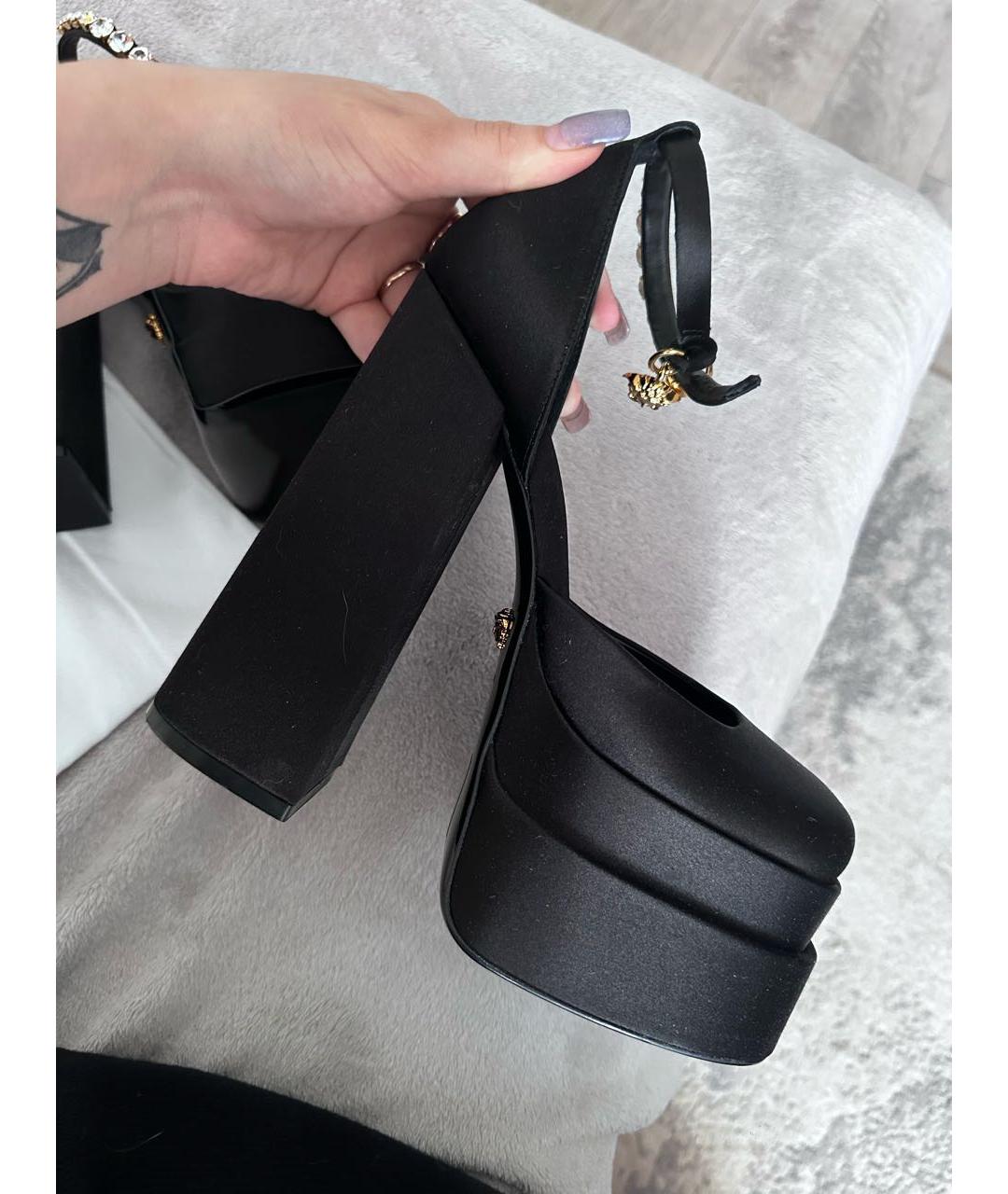 VERSACE Черные текстильные туфли, фото 9
