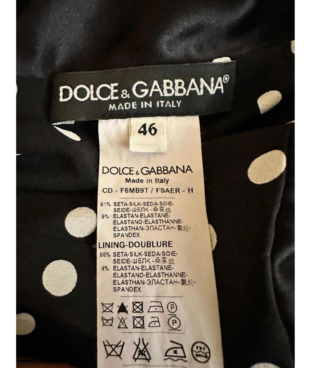 DOLCE&GABBANA Черное шелковое повседневное платье, фото 3