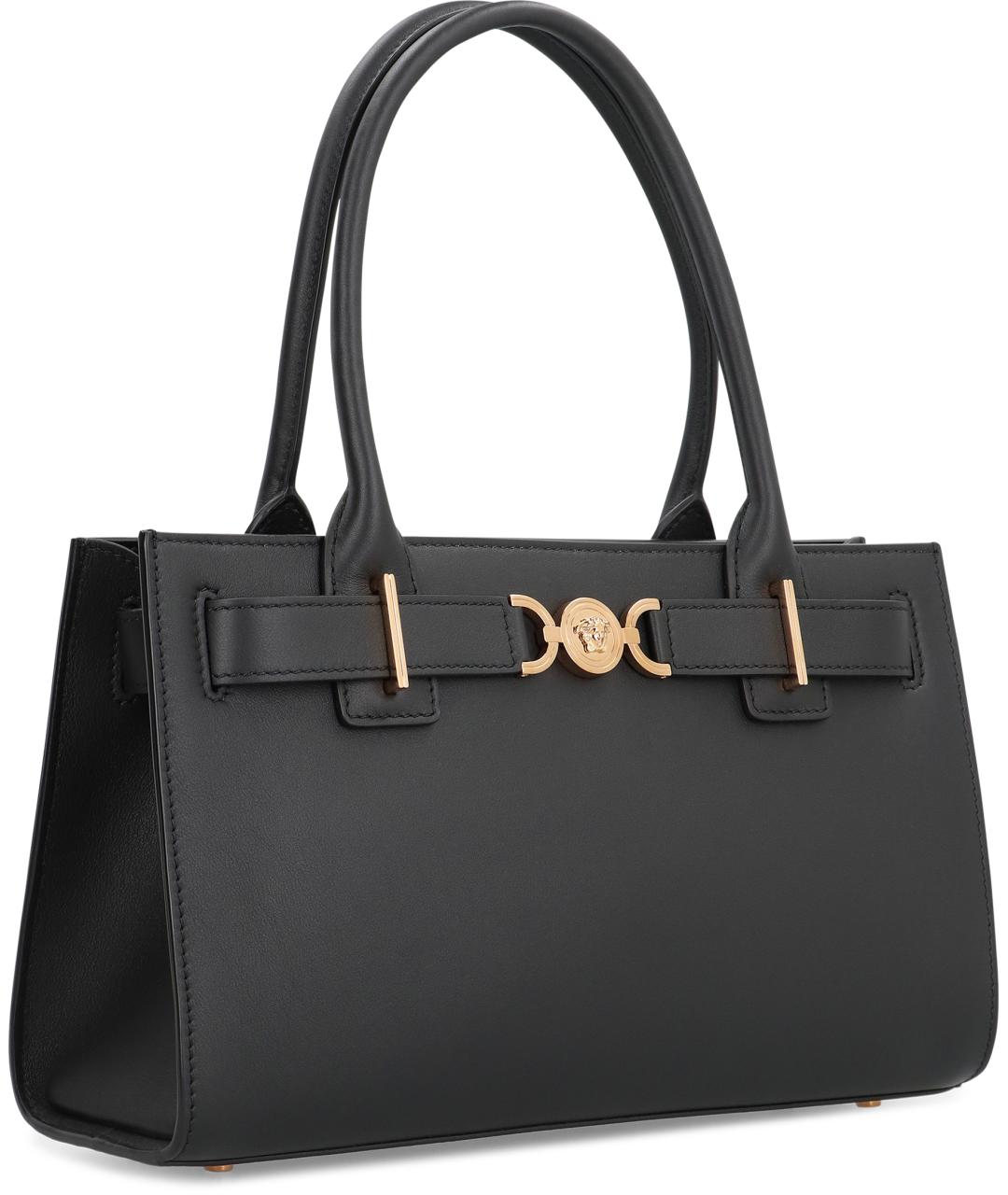 VERSACE Черная кожаная сумка тоут, фото 3