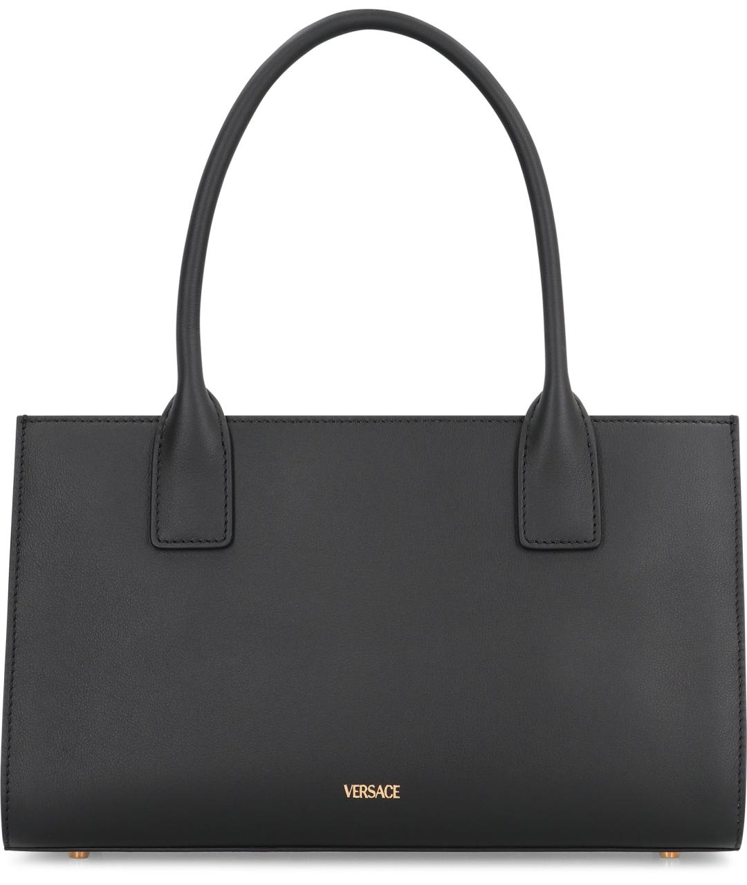VERSACE Черная кожаная сумка тоут, фото 4