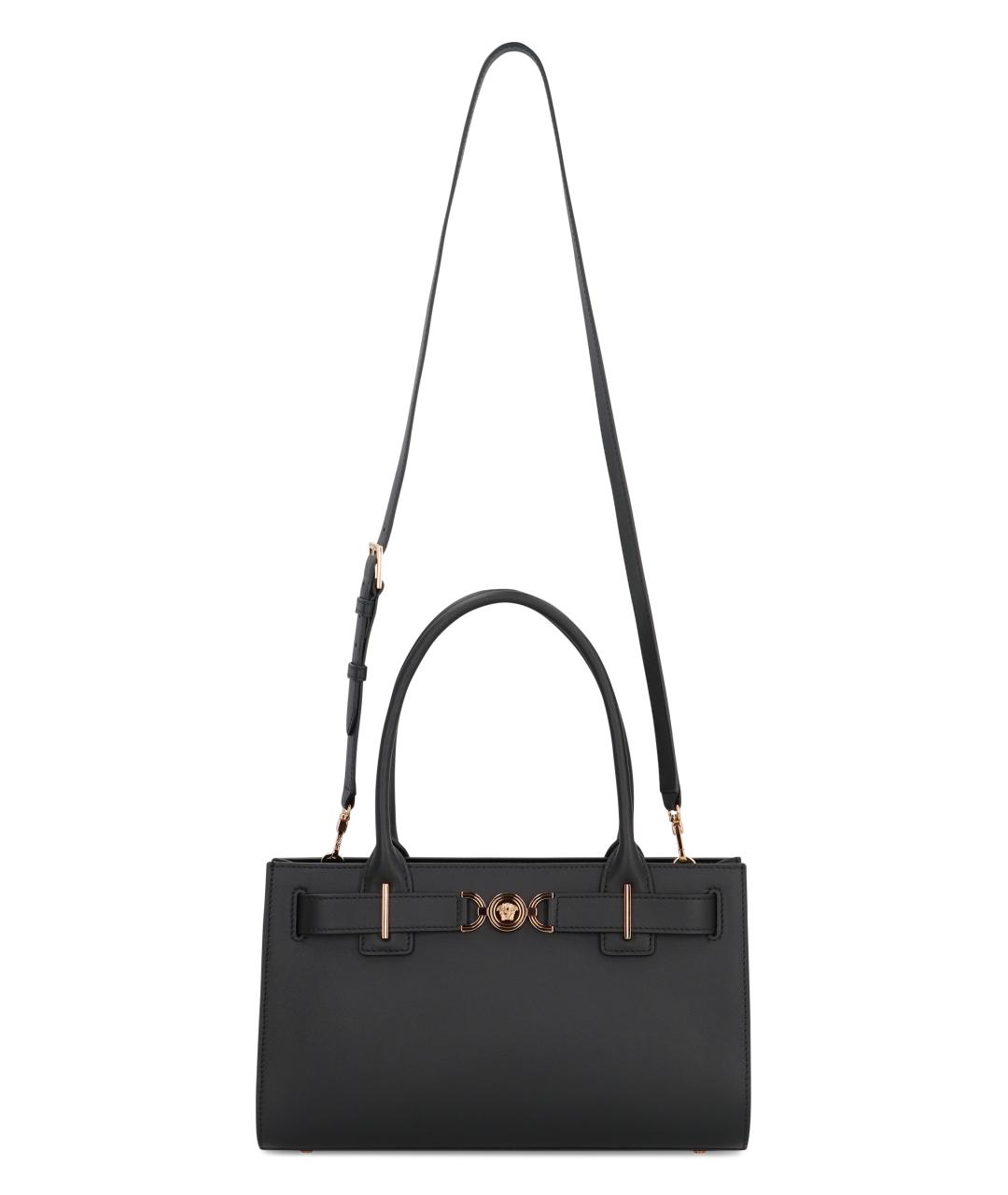 VERSACE Черная кожаная сумка тоут, фото 5