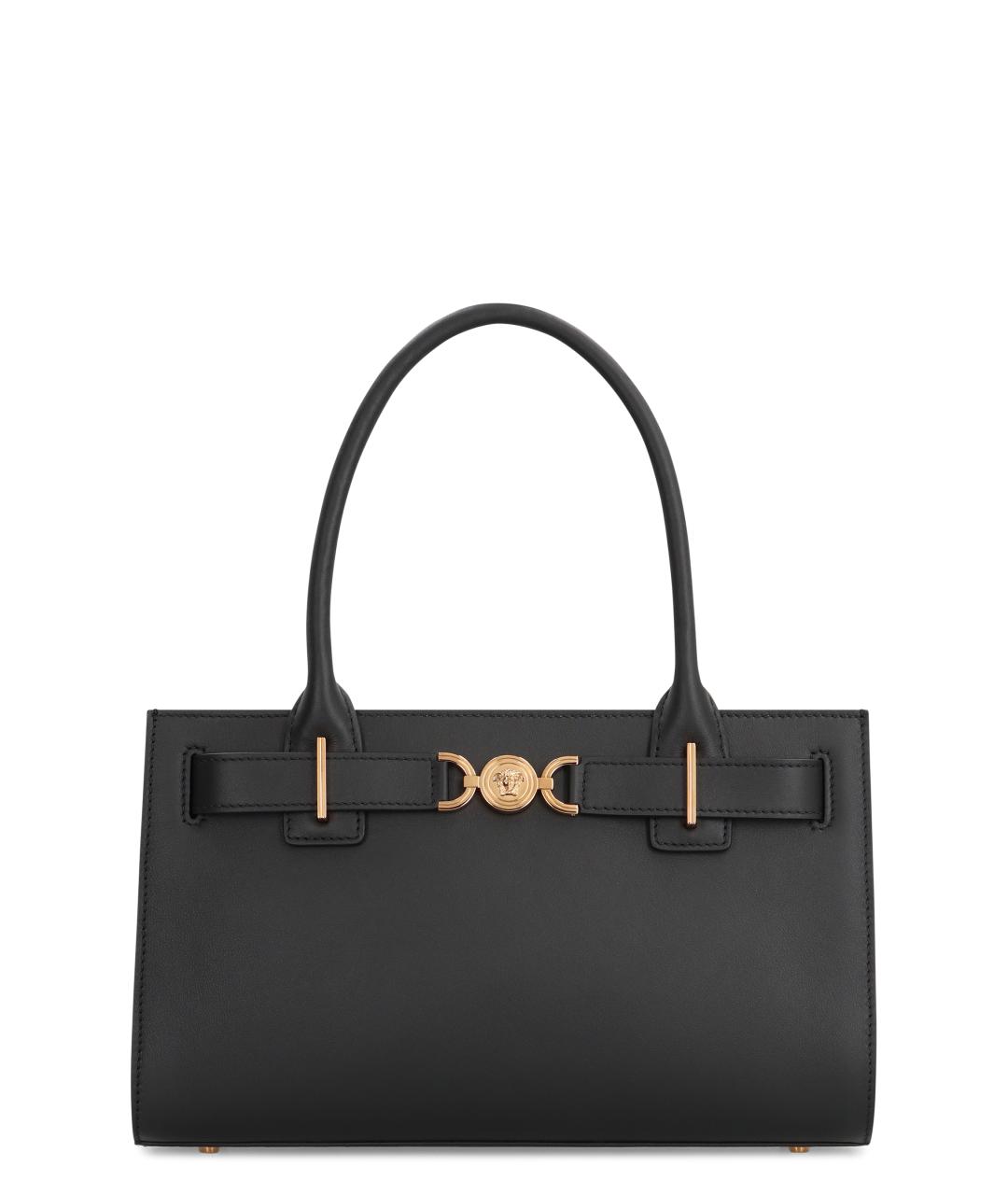 VERSACE Черная кожаная сумка тоут, фото 1