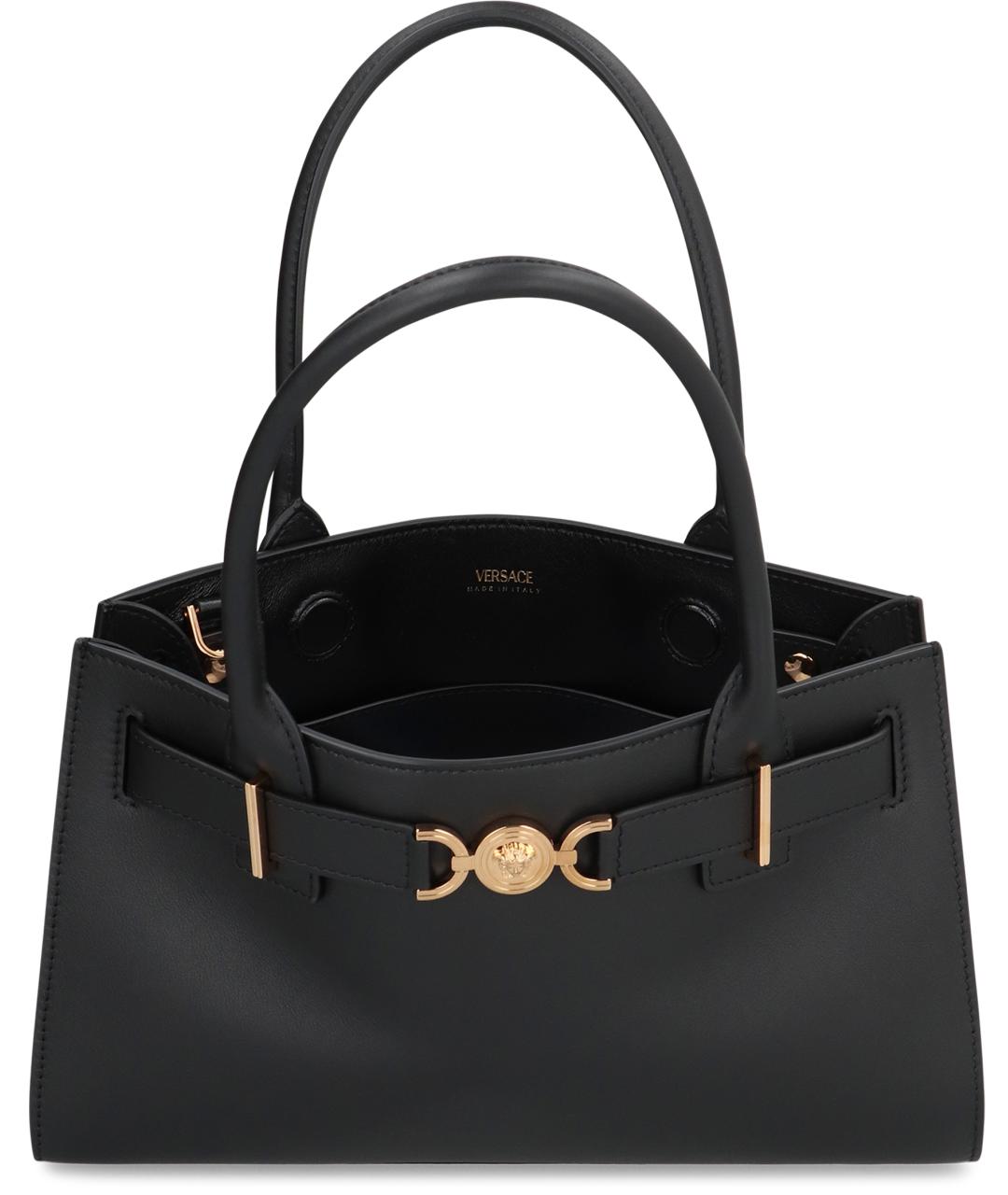 VERSACE Черная кожаная сумка тоут, фото 6