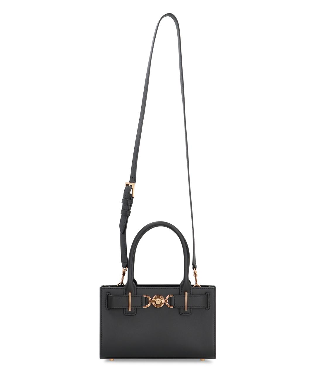VERSACE Черная кожаная сумка тоут, фото 5