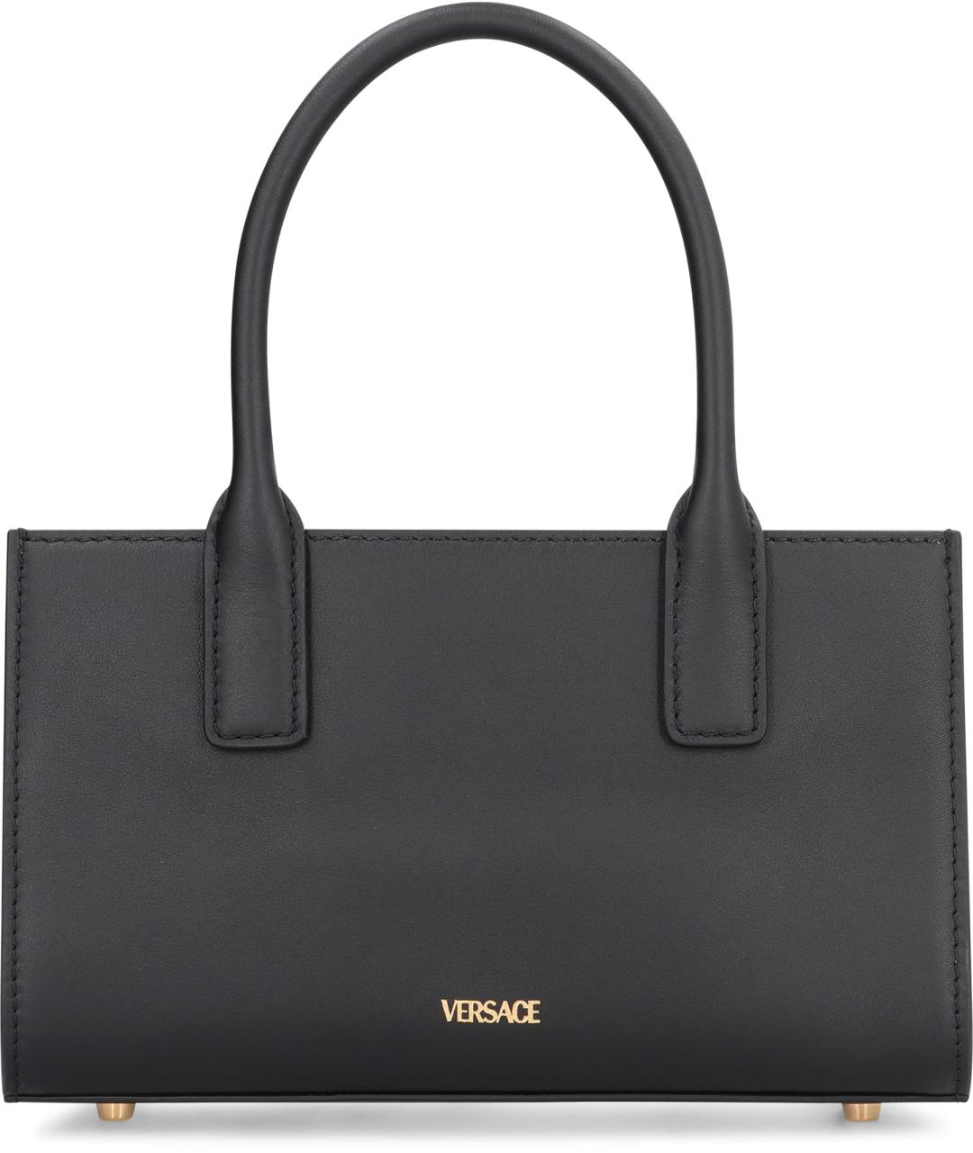 VERSACE Черная кожаная сумка тоут, фото 4