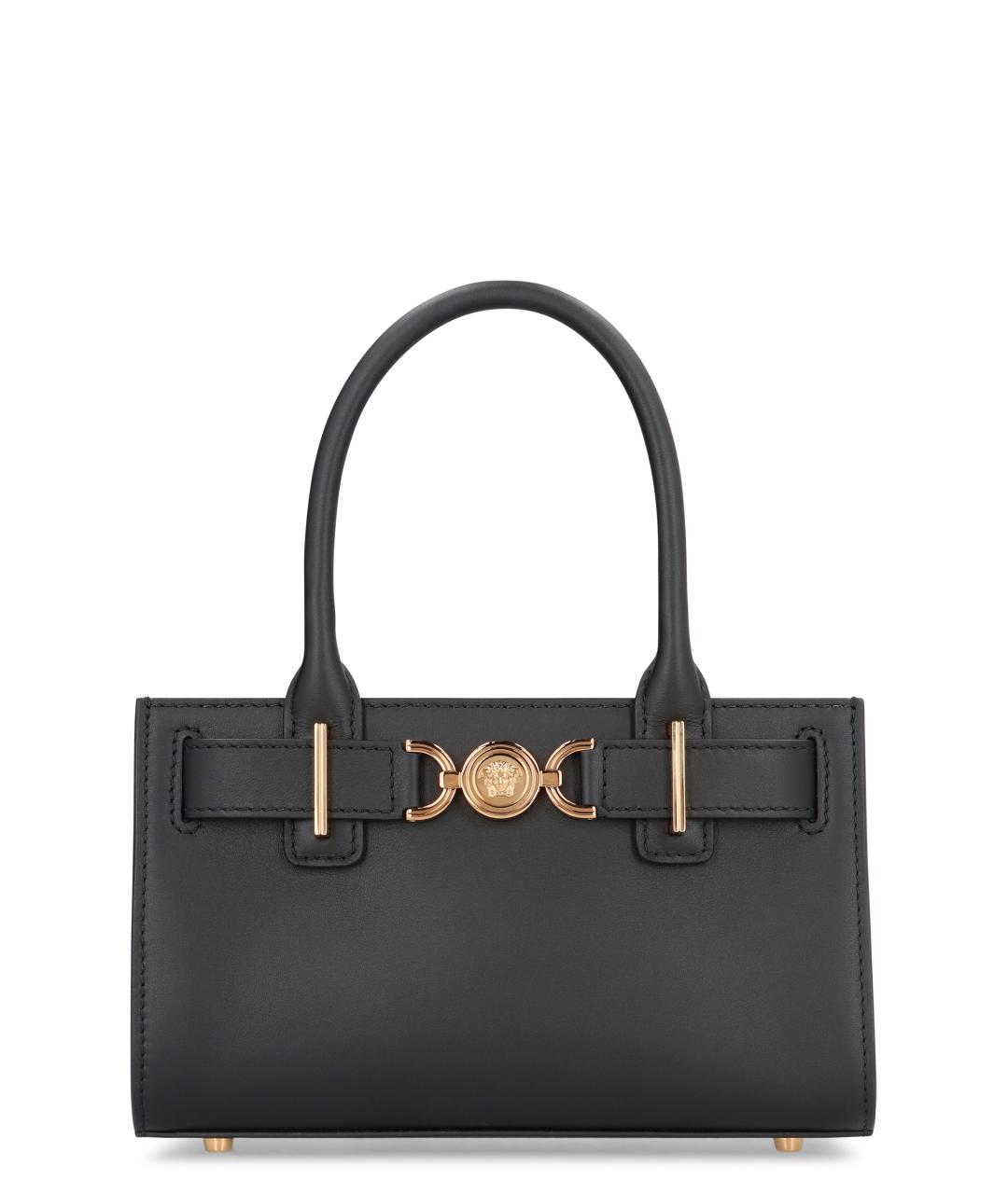 VERSACE Черная кожаная сумка тоут, фото 1