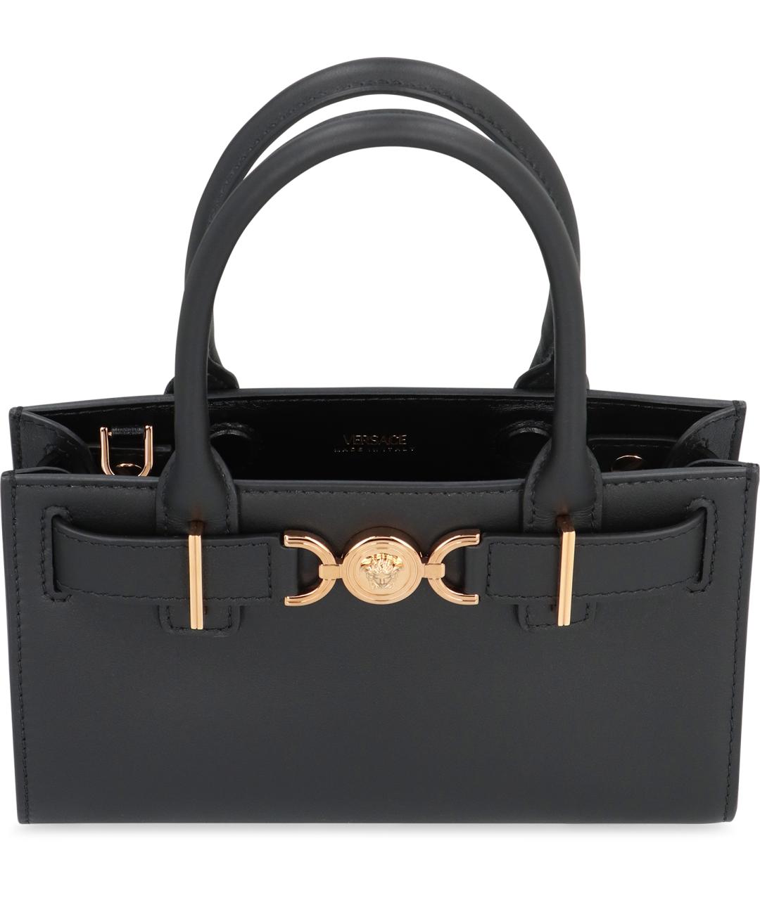VERSACE Черная кожаная сумка тоут, фото 6