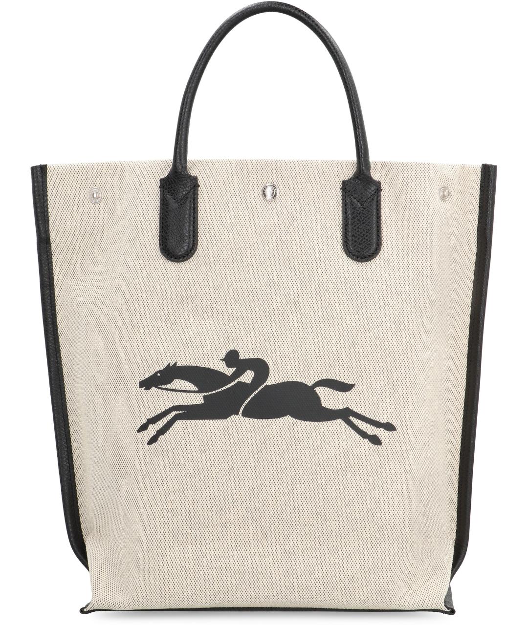 LONGCHAMP Белая хлопковая сумка тоут, фото 4