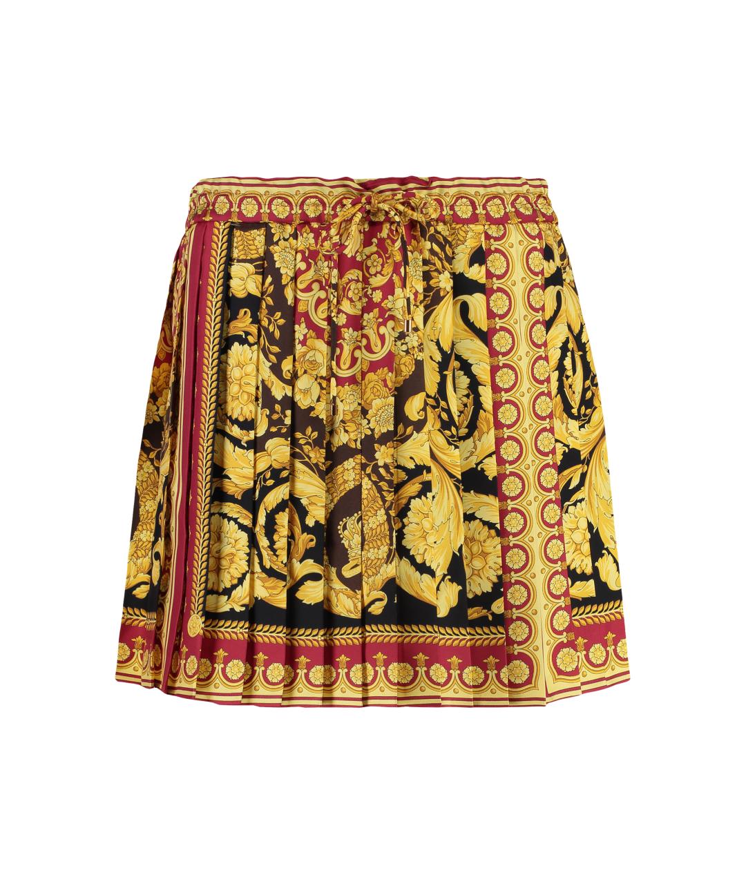 VERSACE Мульти шелковая юбка мини, фото 1