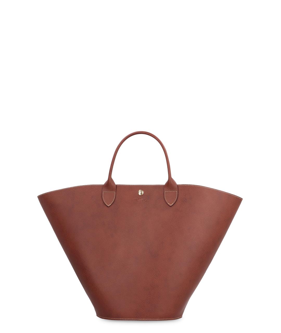 LONGCHAMP Коричневая кожаная сумка тоут, фото 1