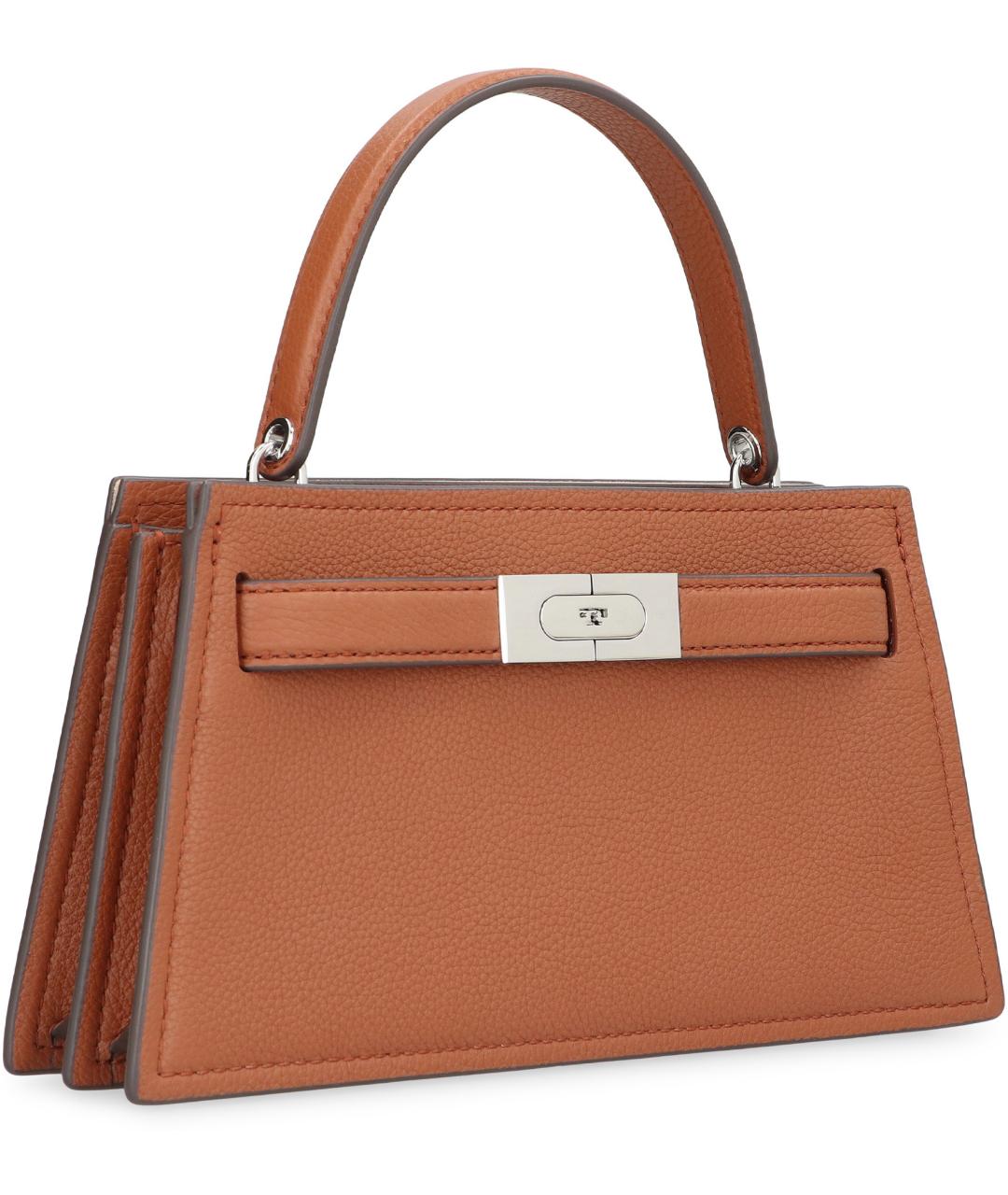 TORY BURCH Коричневая кожаная сумка с короткими ручками, фото 2