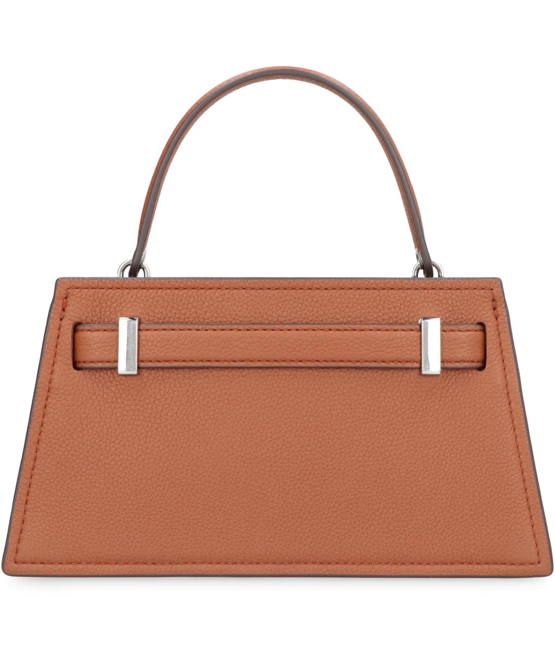 TORY BURCH Коричневая кожаная сумка с короткими ручками, фото 3