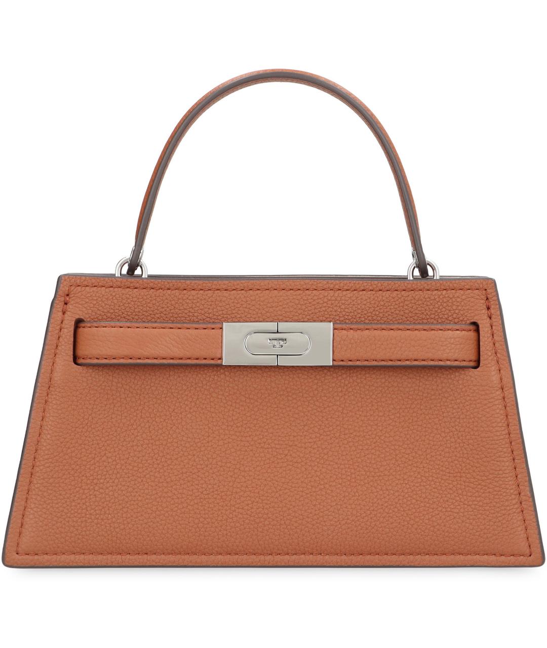 TORY BURCH Коричневая кожаная сумка с короткими ручками, фото 1
