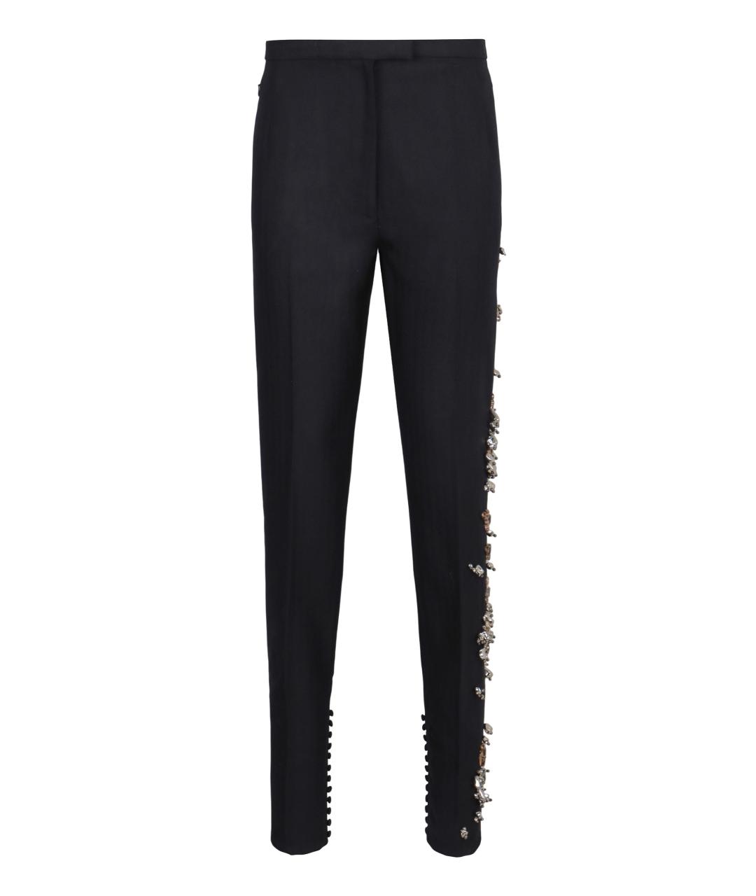 DRIES VAN NOTEN Черные шерстяные брюки узкие, фото 1