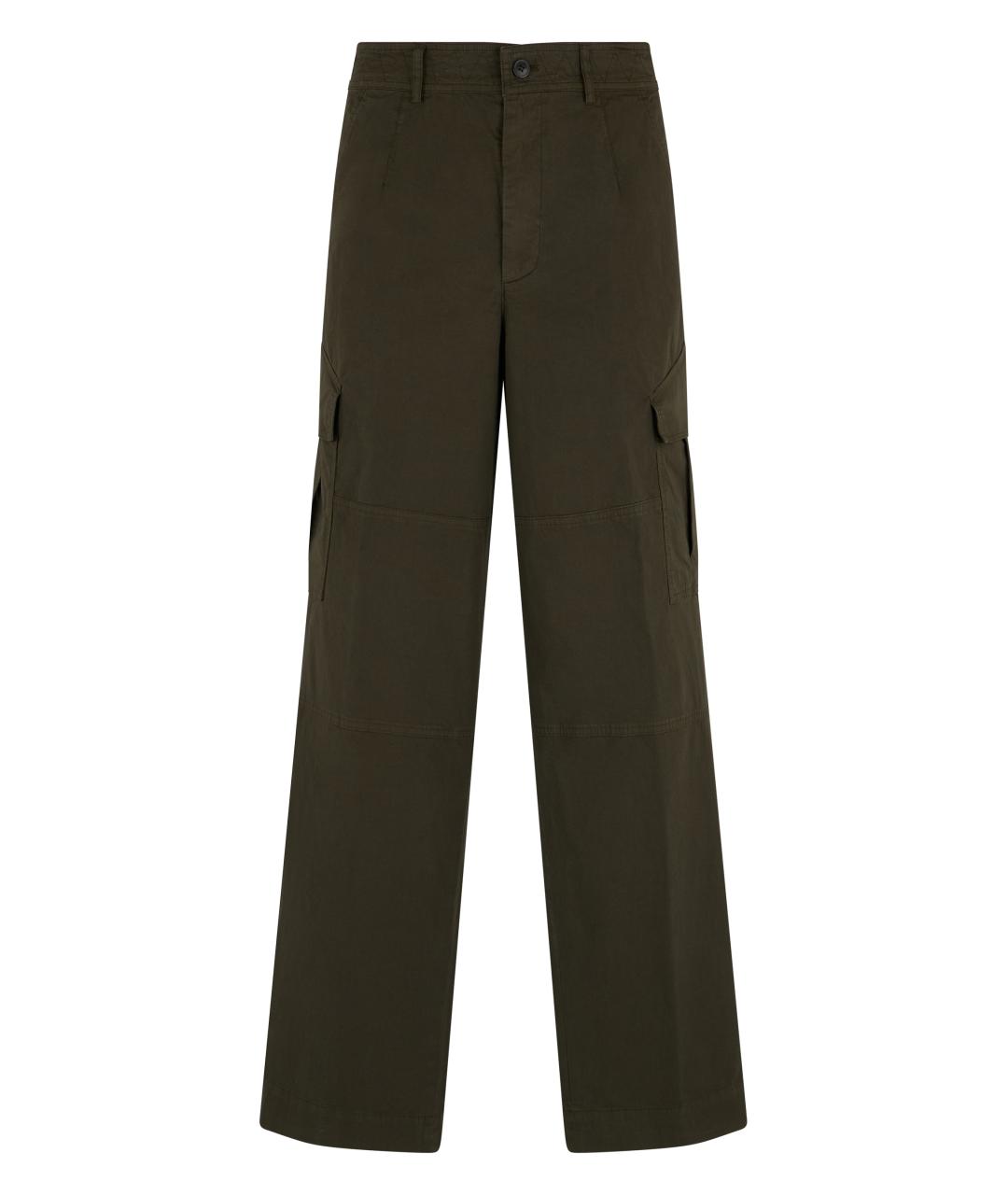 DRIES VAN NOTEN Зеленые хлопковые повседневные брюки, фото 1