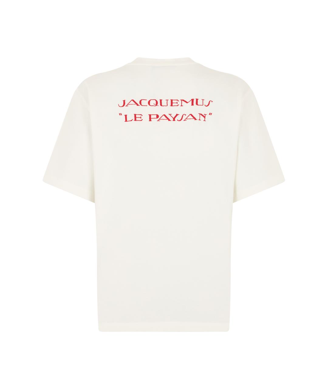 JACQUEMUS Бежевая хлопковая футболка, фото 2