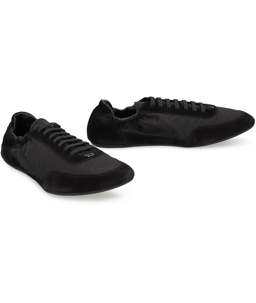 PRADA Черные синтетические низкие кроссовки / кеды, фото 3