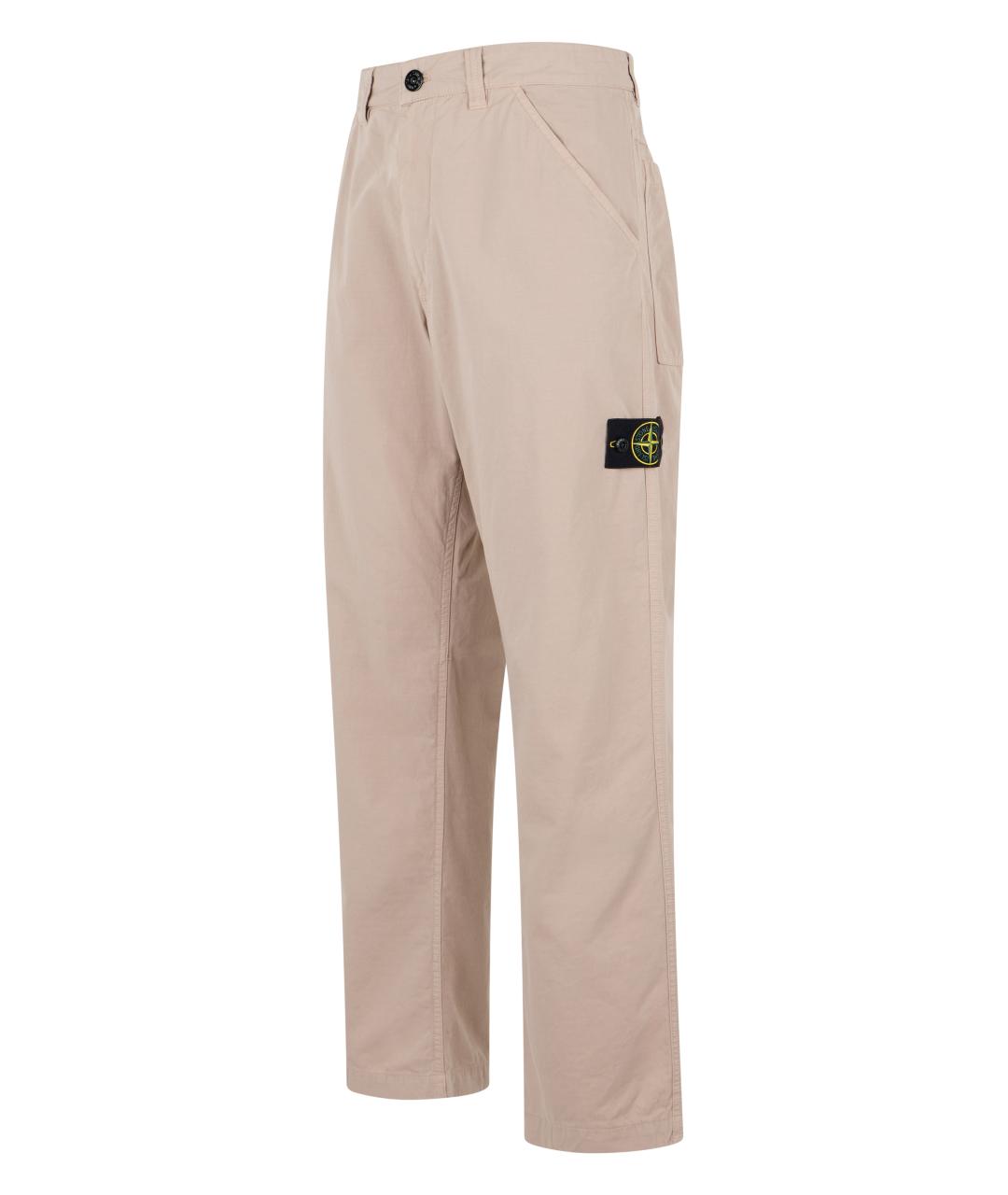 STONE ISLAND Бежевые хлопковые повседневные брюки, фото 3