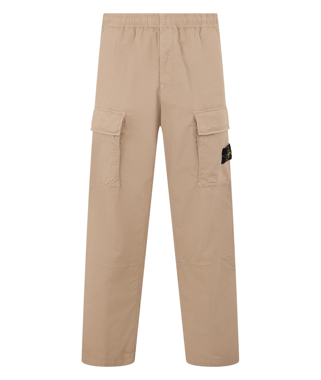 STONE ISLAND Бежевые хлопковые повседневные брюки, фото 1