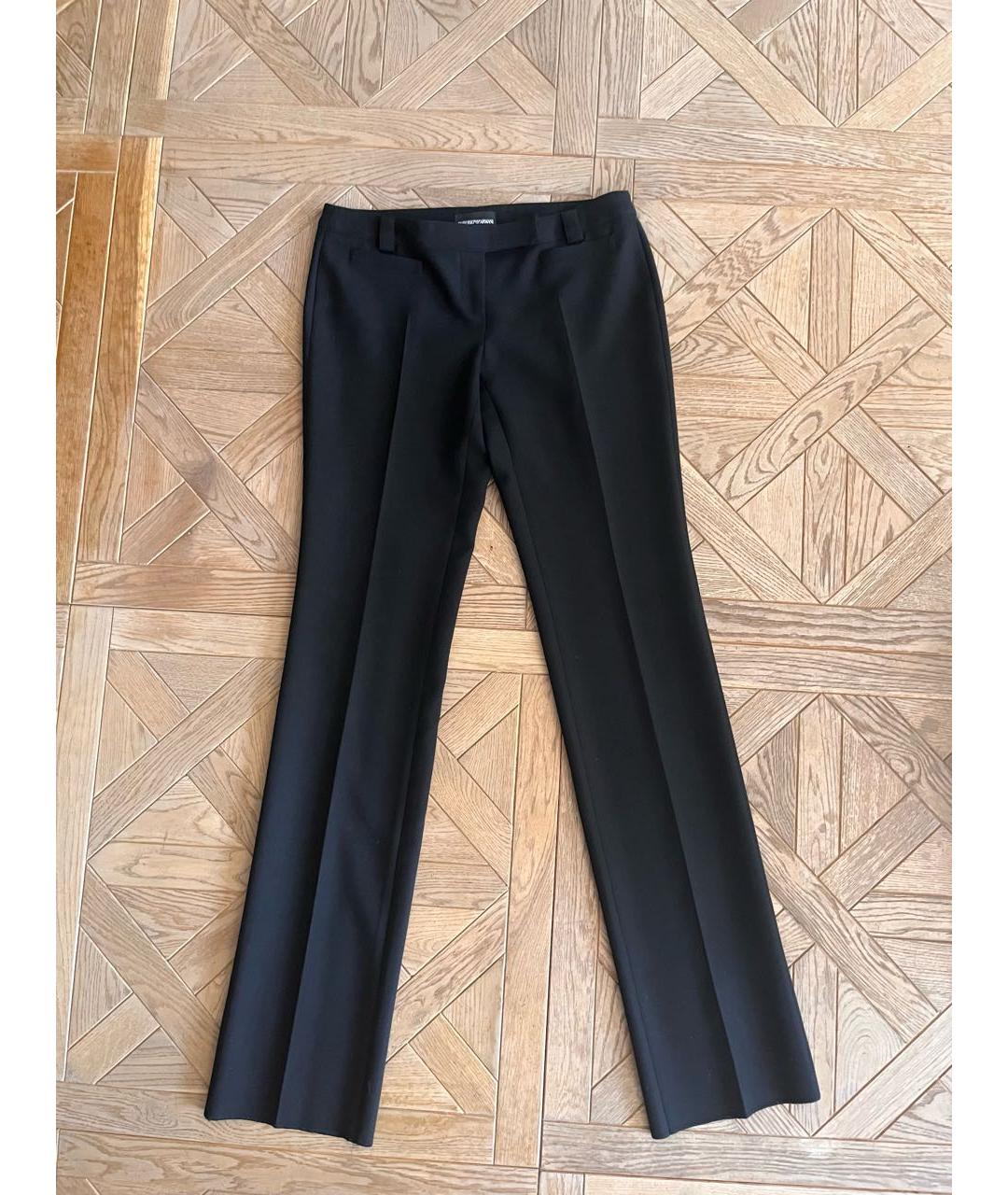 EMPORIO ARMANI Черные шерстяные прямые брюки, фото 4