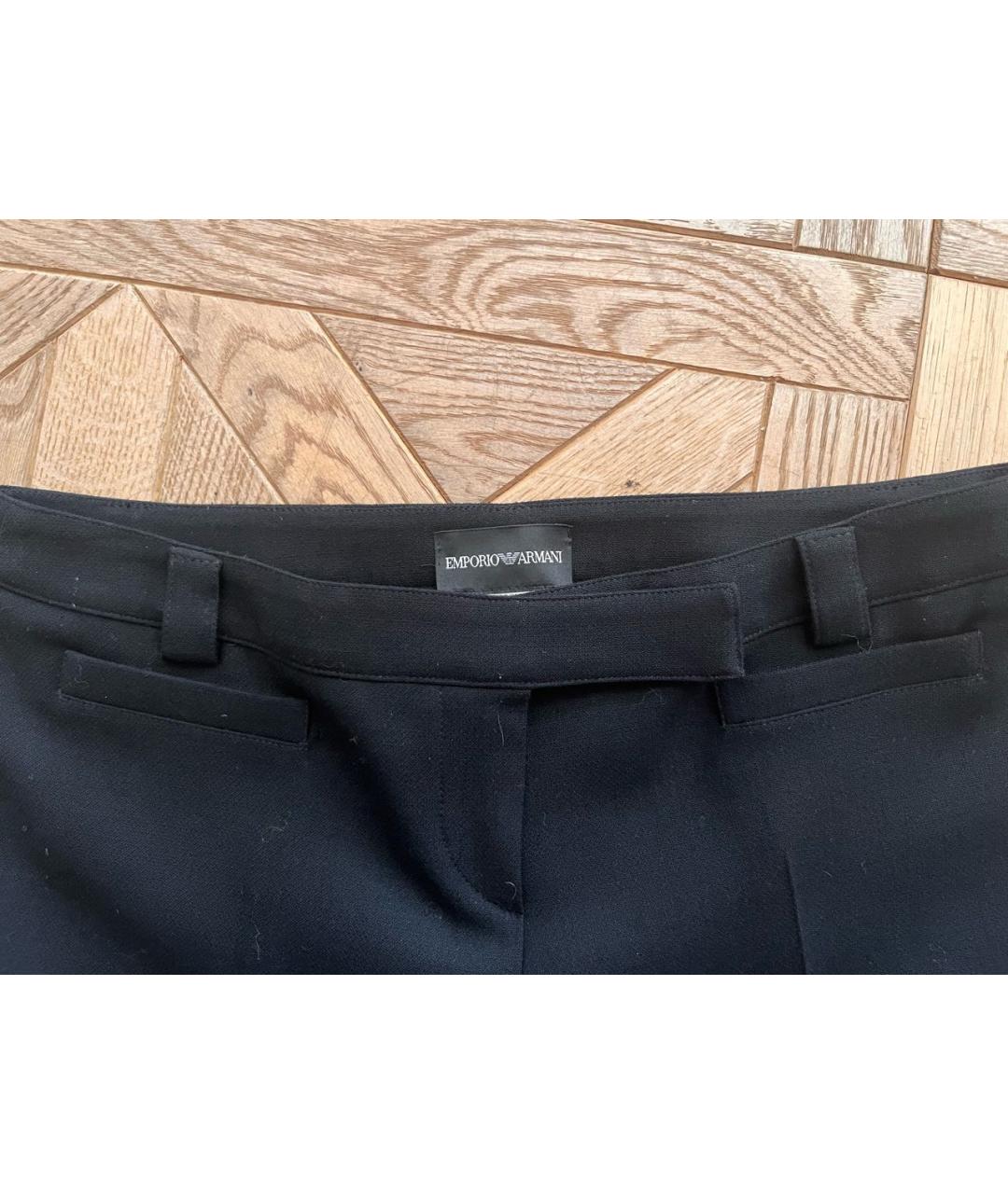 EMPORIO ARMANI Черные шерстяные прямые брюки, фото 3