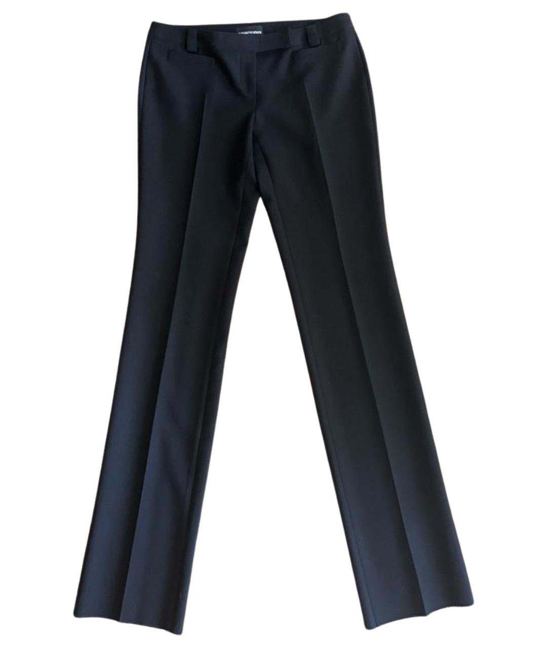 EMPORIO ARMANI Черные шерстяные прямые брюки, фото 1