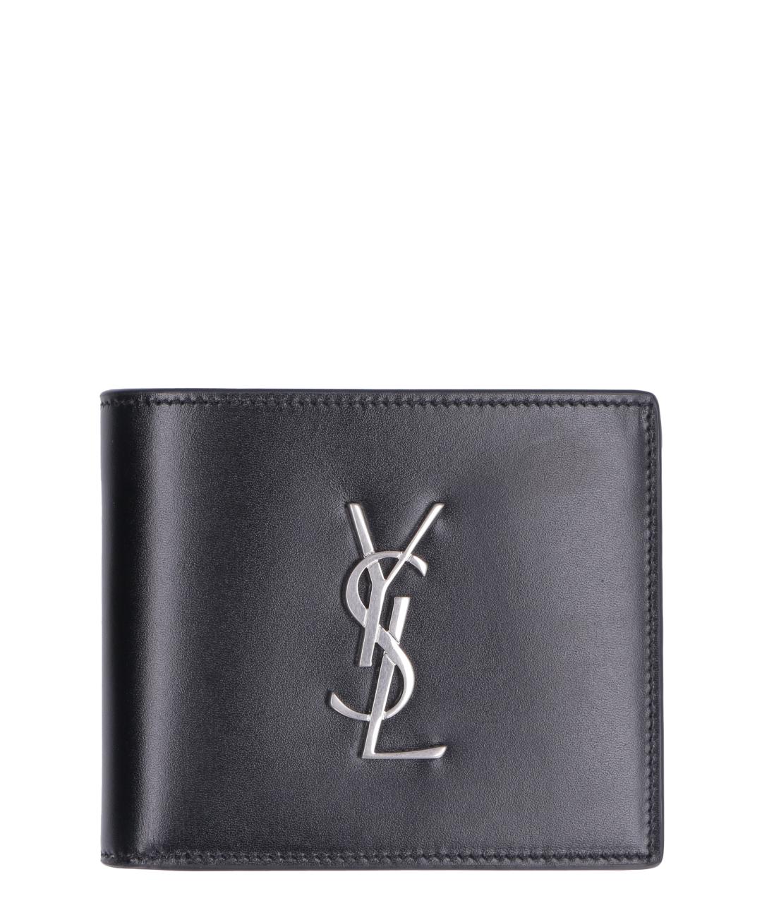 SAINT LAURENT Черный кожаный кошелек, фото 1