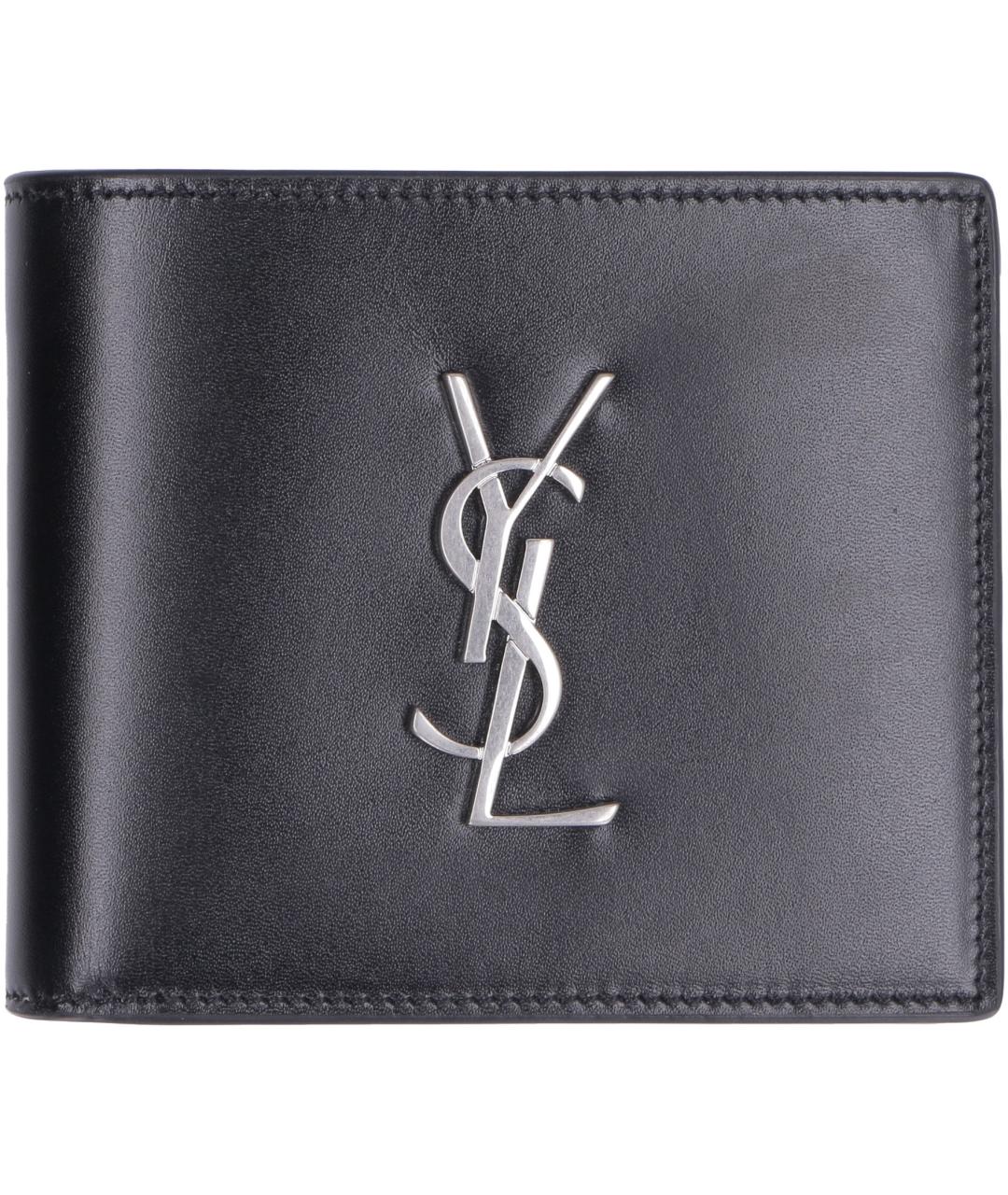 SAINT LAURENT Черный кожаный кошелек, фото 2